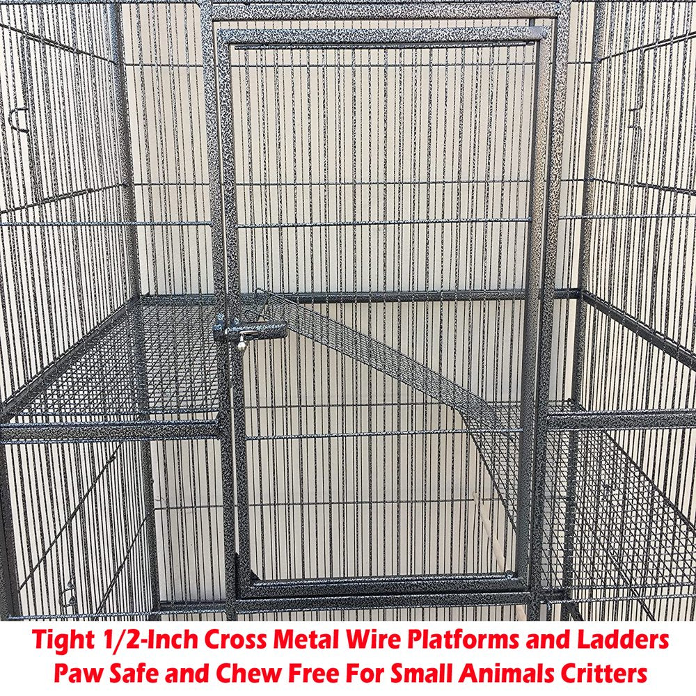 Double EXTRA LARGE 4-Level Center Divider Small Animal Critter Habitat Hamster House Guinea Pig Home Mouse Rats Rolling Cage Tight 1/2-Inch Wire Spacing for Ferret Chinchilla Sugar Glider Mice Gerbil Animals & Pet Supplies > Pet Supplies > Small Animal Supplies > Small Animal Habitats & Cages Mcage   