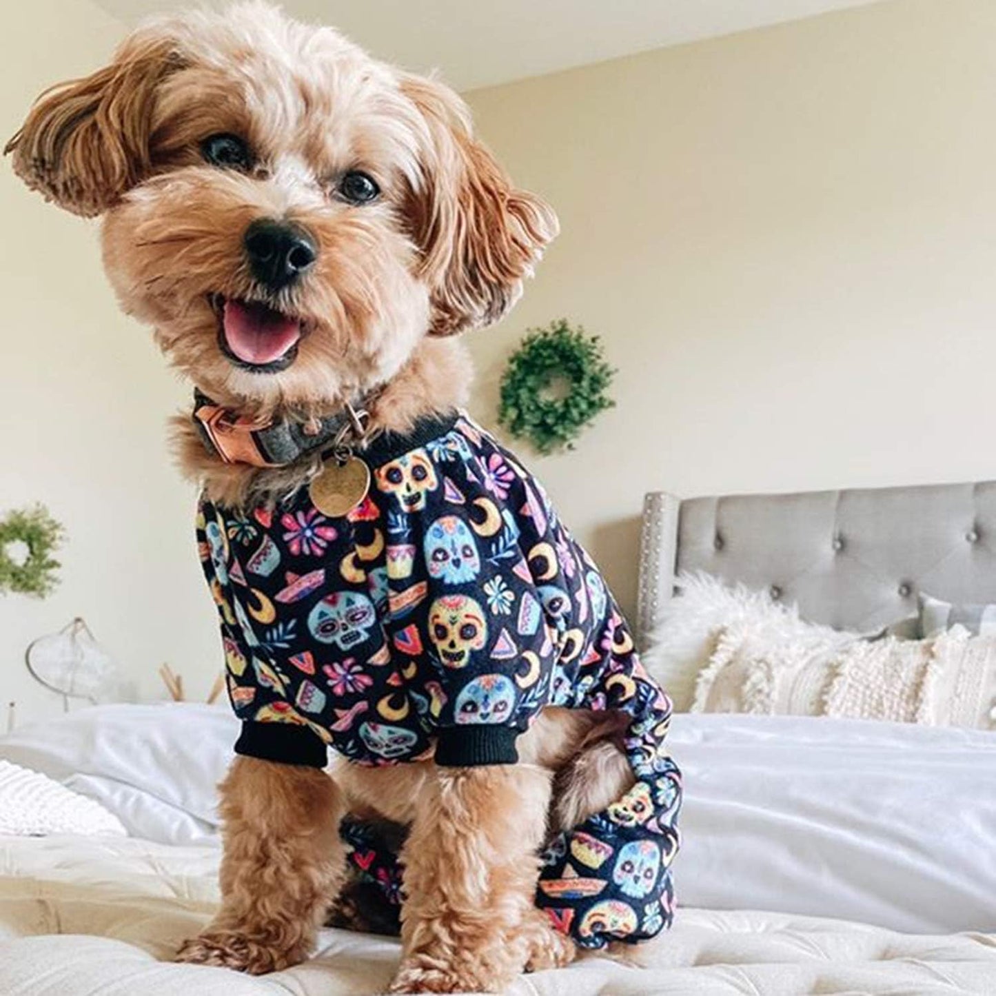 Cutebone Dog Pajamas Coco Skulls Dog Apparel Dog Jumpsuit Pet Clothes Pajamas P73XS Animals & Pet Supplies > Pet Supplies > Dog Supplies > Dog Apparel CuteBone   