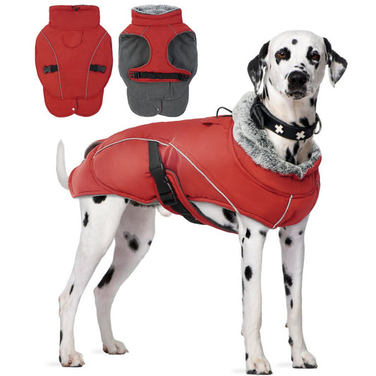 ROZKITCH Lightweight Winter Dog Coat Warm Dog Vest Jacket Water Resistant Windproof Dog Apparel Furry Collar for Cold Weather Dog Jacket Small Medium Large Dogs Red Animals & Pet Supplies > Pet Supplies > Dog Supplies > Dog Apparel ROZKITCH L  