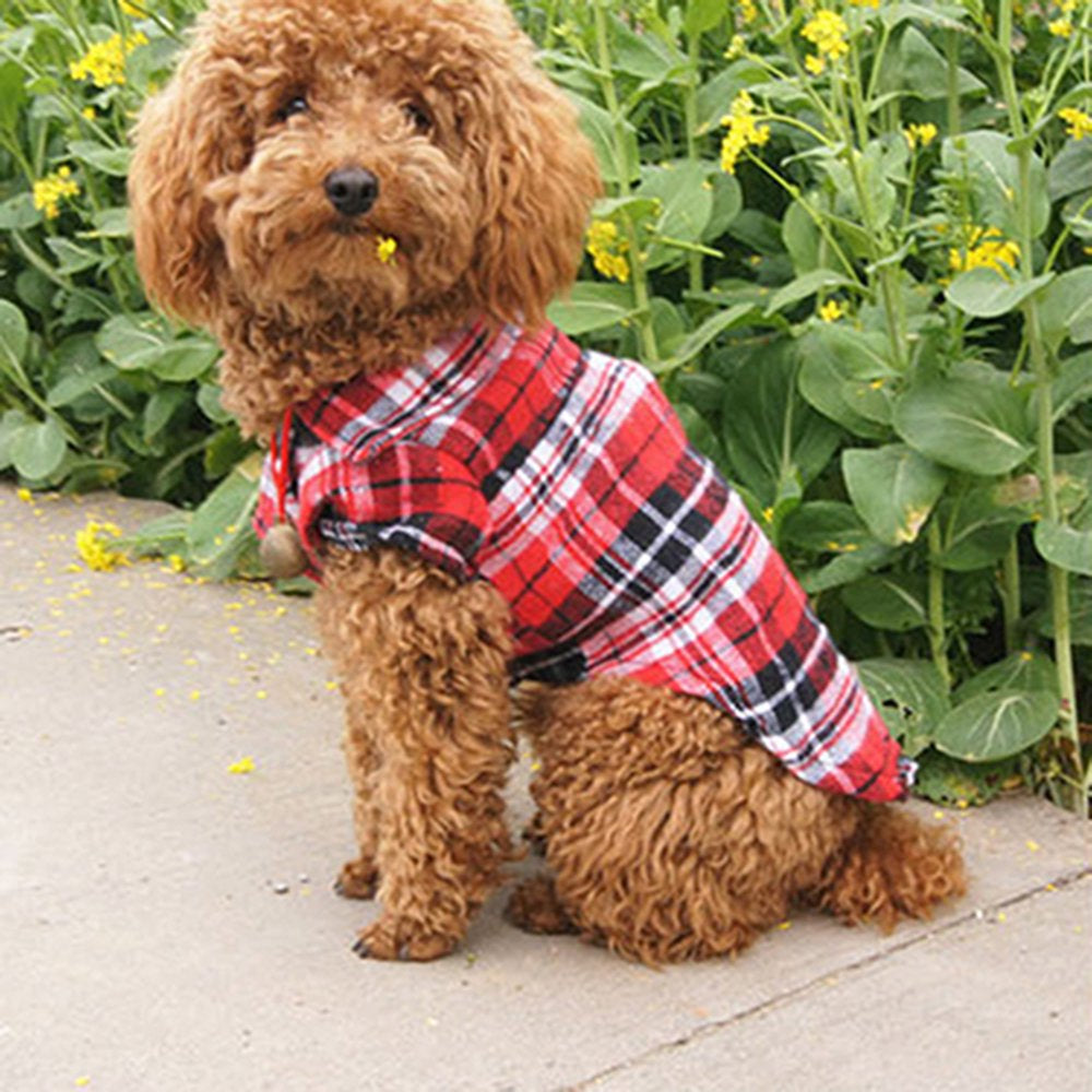 Walbest Cute Dog Shirt, Pet Plaid Clothes Shirt Cat T-Shirt, Breathable T-Shirt Top Apparel for Small Medium Large Dogs Cats, Puppy Soft Adorable Casual Cozy Christmas Costume
