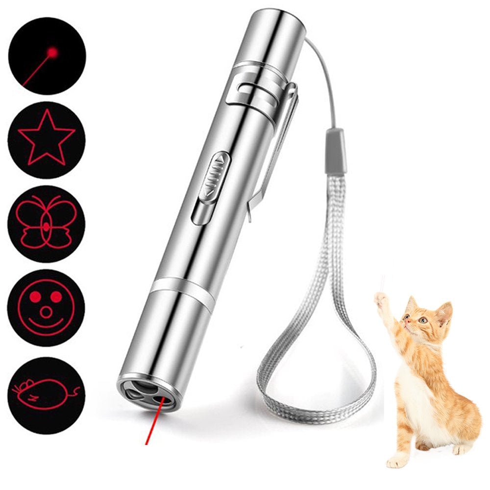 Carkira Cat Toy USB Charging Laser Rod 5 Pattern Pet Toy for Cat Chase