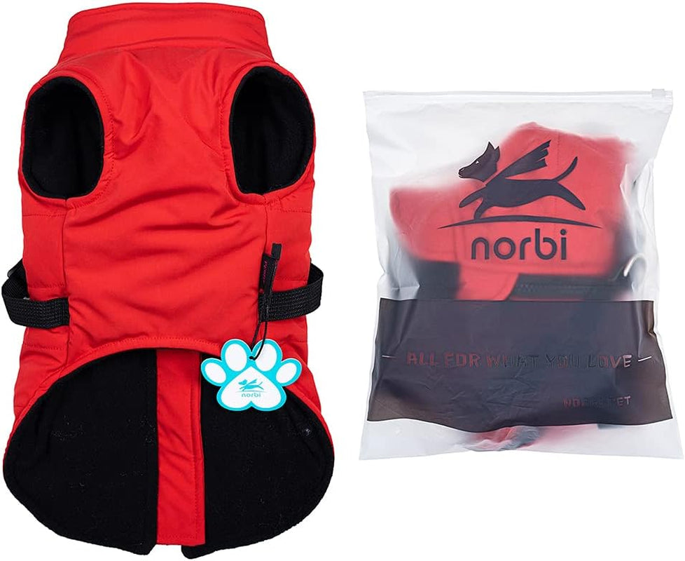 Norbi Pet Warm Jacket Small Dog Vest Harness Puppy Winter 2 in 1 Outfit Cold Weather Coat (M, Red) Animals & Pet Supplies > Pet Supplies > Dog Supplies > Dog Apparel Norbi   