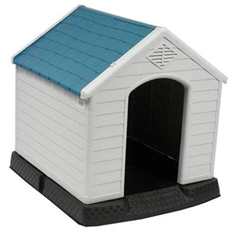 No!No! Plastic Indoor Outdoor Dog House Small to Medium Pet All Weather Doghouse Puppy Shelter White, Blue Roof Animals & Pet Supplies > Pet Supplies > Dog Supplies > Dog Houses no!no!   