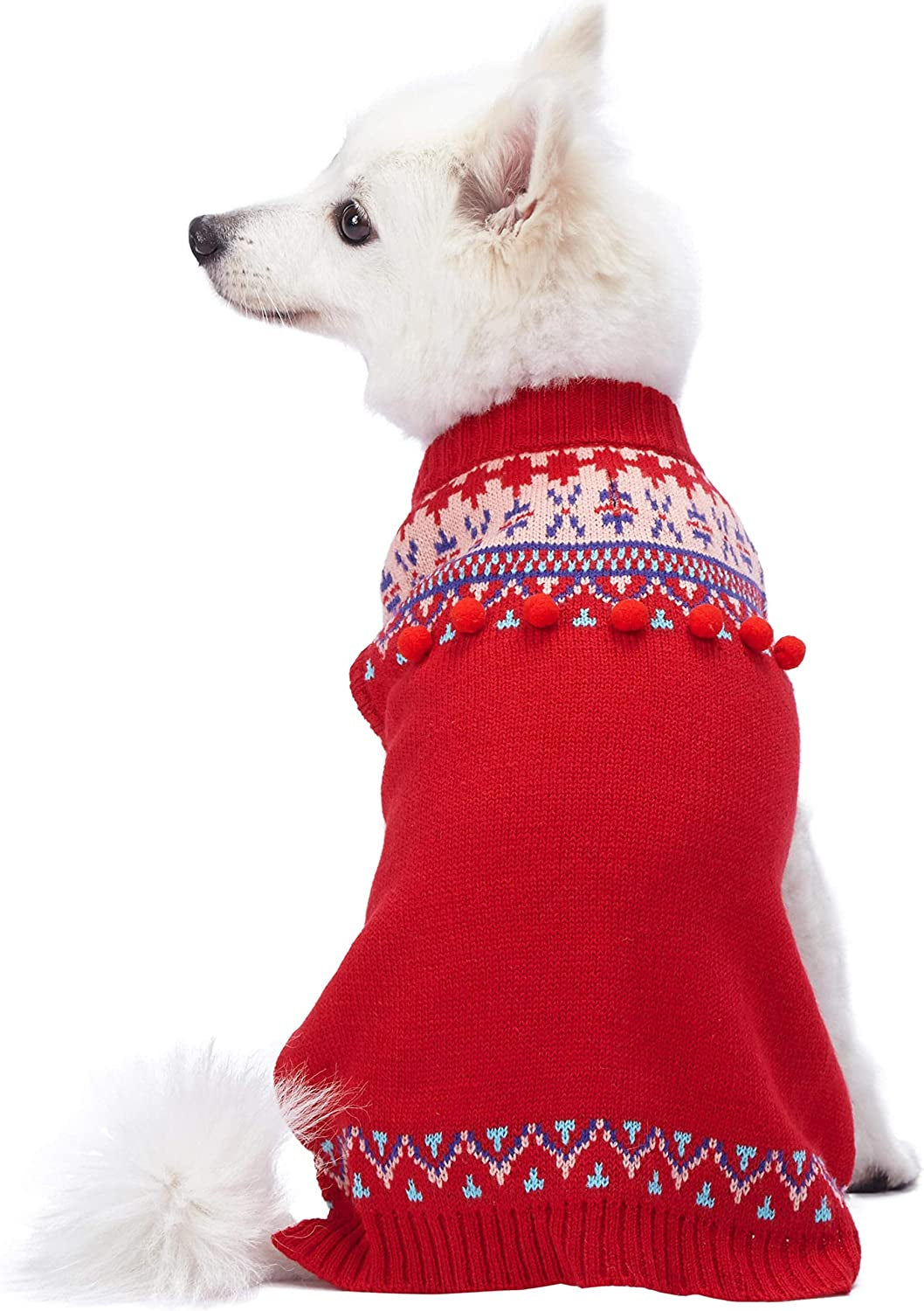 Blueberry Pet Ugly Christmas Reindeer Dog Sweater Turtleneck Holiday Family Matching Clothes for Dog, Tango Red & Navy Blue, Back Length 12", Warm Winter Outfit for Small Dogs Animals & Pet Supplies > Pet Supplies > Dog Supplies > Dog Apparel Blueberry Pet Holiday Red 8 inch (Pack of 1) 