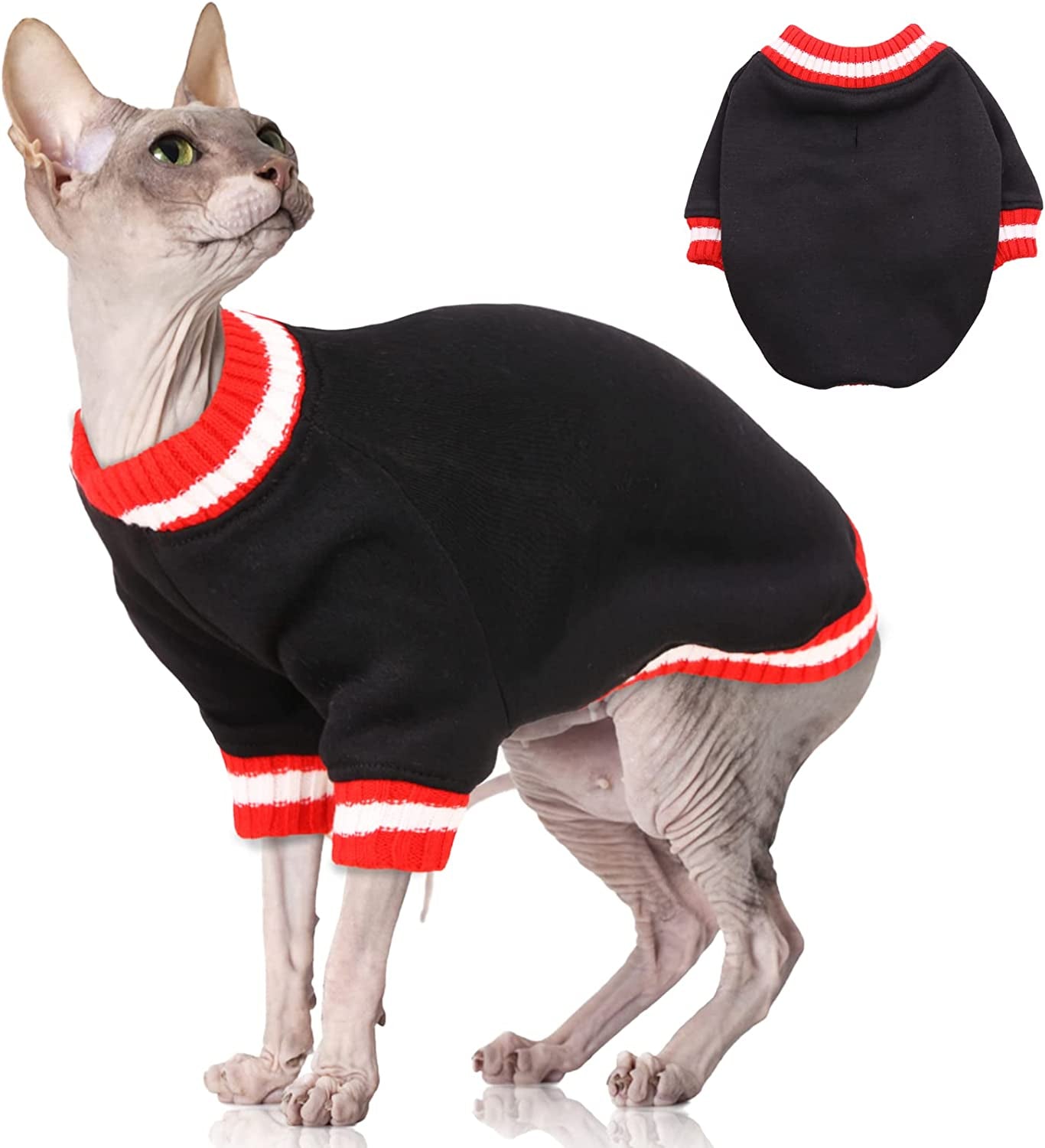 FUAMEY Dog Pullover Sweater, Dog Winter Coat Cold Weather Outfit Dog Clothes Warm Dog Jacket Small Medium Large Dog Winter Vest Easy on Puppy Boy Girl Sweater Animals & Pet Supplies > Pet Supplies > Dog Supplies > Dog Apparel FUAMEY black X-Small(chest:15.3in) 