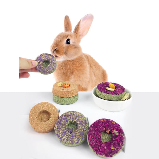 Rabbit Chew Toys, 100% Natural Mixed Hay Balls & Cakes Chinchillas Chew Toys and Treat for Bunny Hamster Guinea Pig Gerbil and Other Small Animals Teeth Care