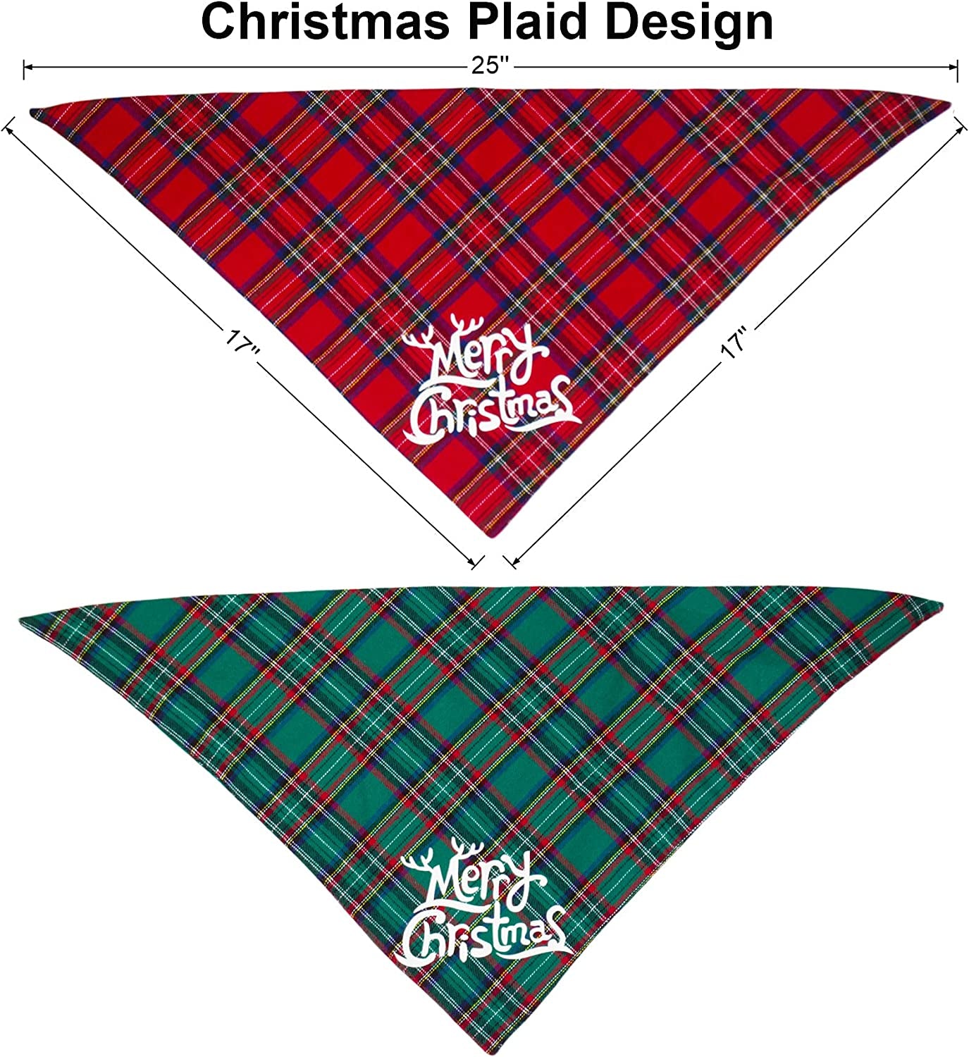 PTDECOR 2 Pack Dog Bandana Christmas Red Green Plaid Dog Scarf Triangle Bibs Kerchief Dog Christmas Accessories Christmas Bandanas for Small Medium Large Dogs Pets (Red&Green-1) Animals & Pet Supplies > Pet Supplies > Dog Supplies > Dog Apparel PTDECOR   