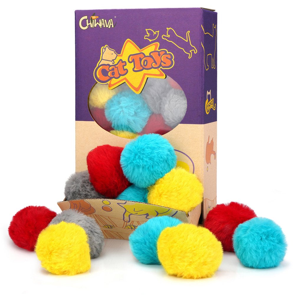 Chiwava 24PCS 1.8" Catnip Furry Cat Toys Ball Soft Pom Pom Balls Kitten Chase Quiet Play Assorted Color Animals & Pet Supplies > Pet Supplies > Cat Supplies > Cat Toys Wonpet Co., Ltd   