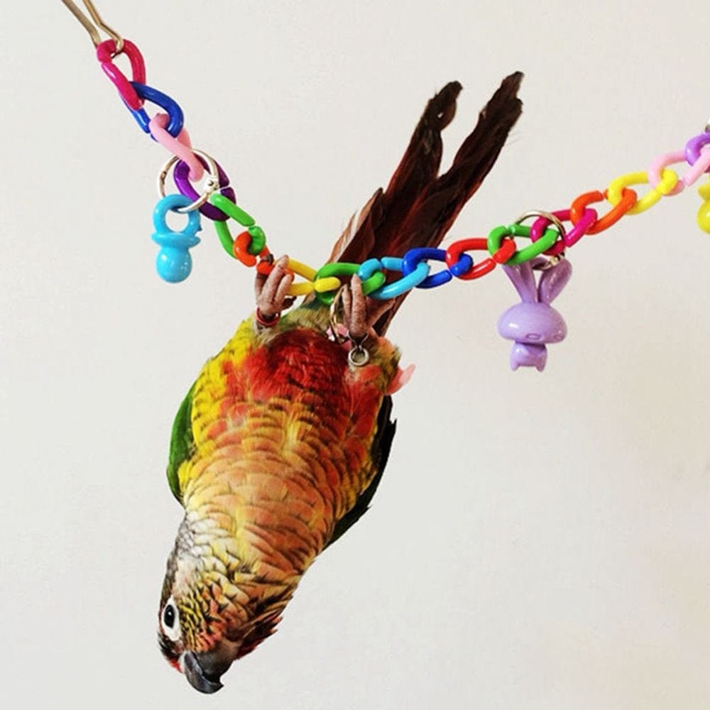 Acekid Colorful Bird Toy Parrot Swing Cage Toy Acrylic Climbing Toy for Parakeet Bird 35Cm