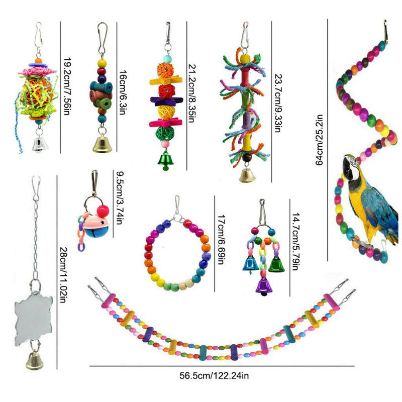 Bird Toys for Parrots, 10Packs Bird Swing Chewing Toys, Parrot Hammock Bell Toys Suitable for Small Parakeets, Cockatiels, Conures, Finches,Budgie,Macaws, Parrots, Love Birds Animals & Pet Supplies > Pet Supplies > Bird Supplies > Bird Toys MUTOCAR   