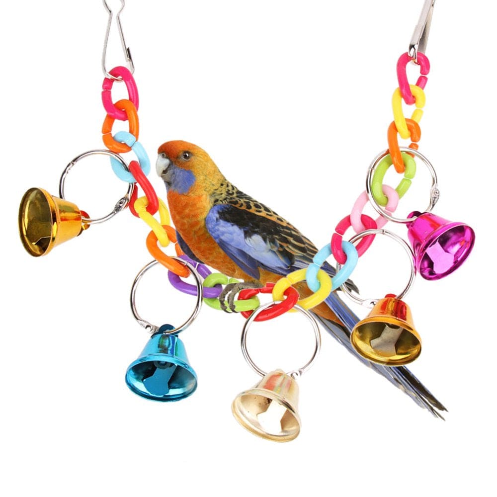Acrylic Pet Bird Toys Chew Cage Hanging Ladder Swing Ringer Bell Toys for Parrot Cockatiel Parakeet Pet Products