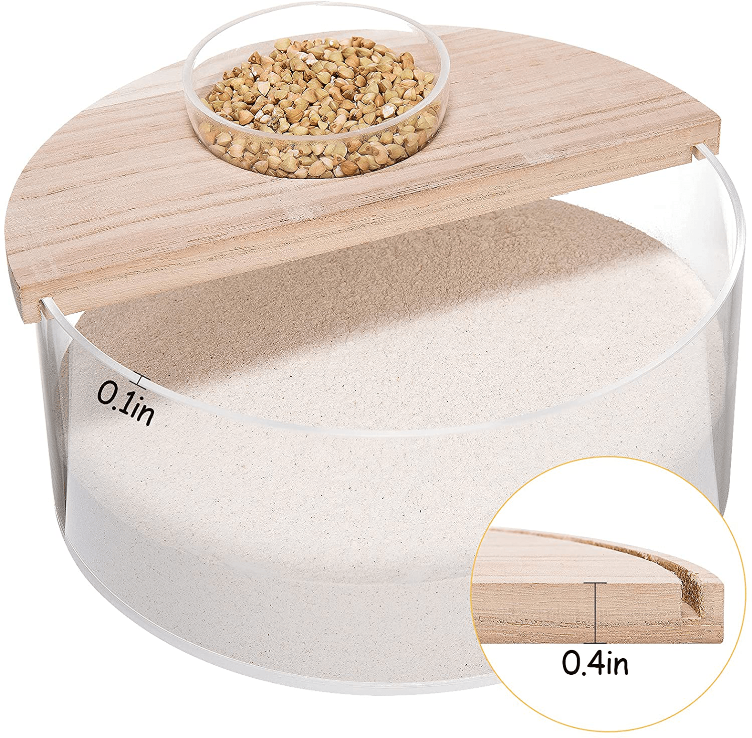 Acrylic Small Pets Sand Bath Box with Tiny Pet Bowl- Assemble Hamster Shower & Digging Sand Bathtub Rat Hamster Hideout Sand Bath Container for Lemming Chinchilla Gerbil Little Animal Animals & Pet Supplies > Pet Supplies > Small Animal Supplies > Small Animal Habitat Accessories Biggun   