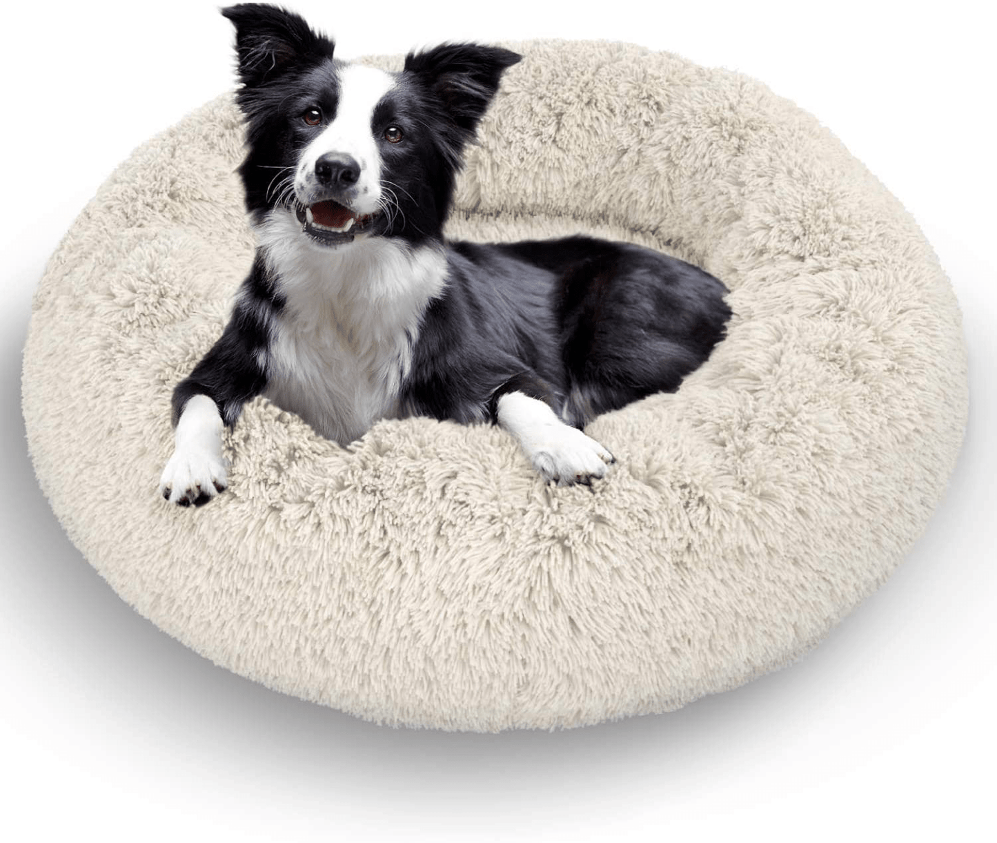 Active Pets Plush Calming Dog Bed, Donut Dog Bed for Small Dogs, Medium & Large, anti Anxiety Dog Bed, Soft Fuzzy Calming Bed for Dogs & Cats, Comfy Cat Bed, Marshmallow Cuddler Nest Calming Pet Bed Animals & Pet Supplies > Pet Supplies > Dog Supplies > Dog Beds Active Pets Beige Medium 30" 