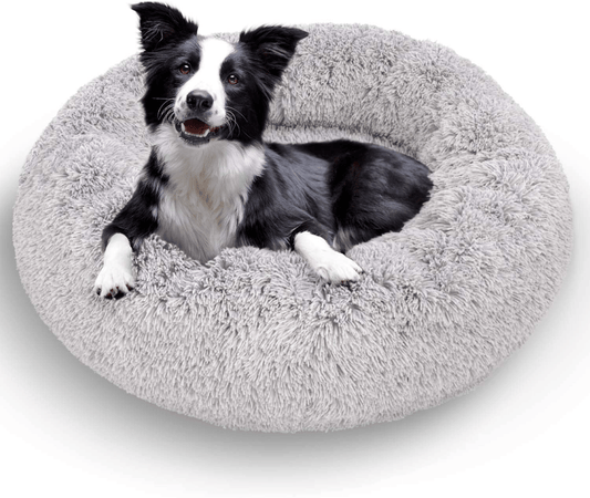 Active Pets Plush Calming Dog Bed, Donut Dog Bed for Small Dogs, Medium & Large, anti Anxiety Dog Bed, Soft Fuzzy Calming Bed for Dogs & Cats, Comfy Cat Bed, Marshmallow Cuddler Nest Calming Pet Bed Animals & Pet Supplies > Pet Supplies > Cat Supplies > Cat Beds Active Pets Grey Medium 30" 