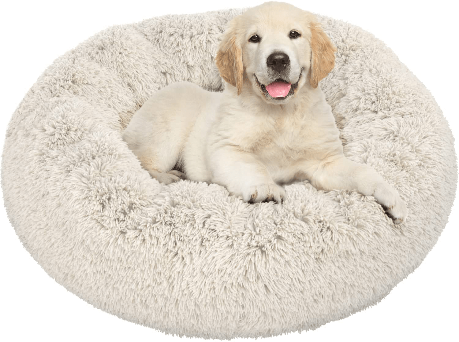 Active Pets Plush Calming Dog Bed, Donut Dog Bed for Small Dogs, Medium & Large, anti Anxiety Dog Bed, Soft Fuzzy Calming Bed for Dogs & Cats, Comfy Cat Bed, Marshmallow Cuddler Nest Calming Pet Bed Animals & Pet Supplies > Pet Supplies > Cat Supplies > Cat Beds Active Pets Beige Small 23" 