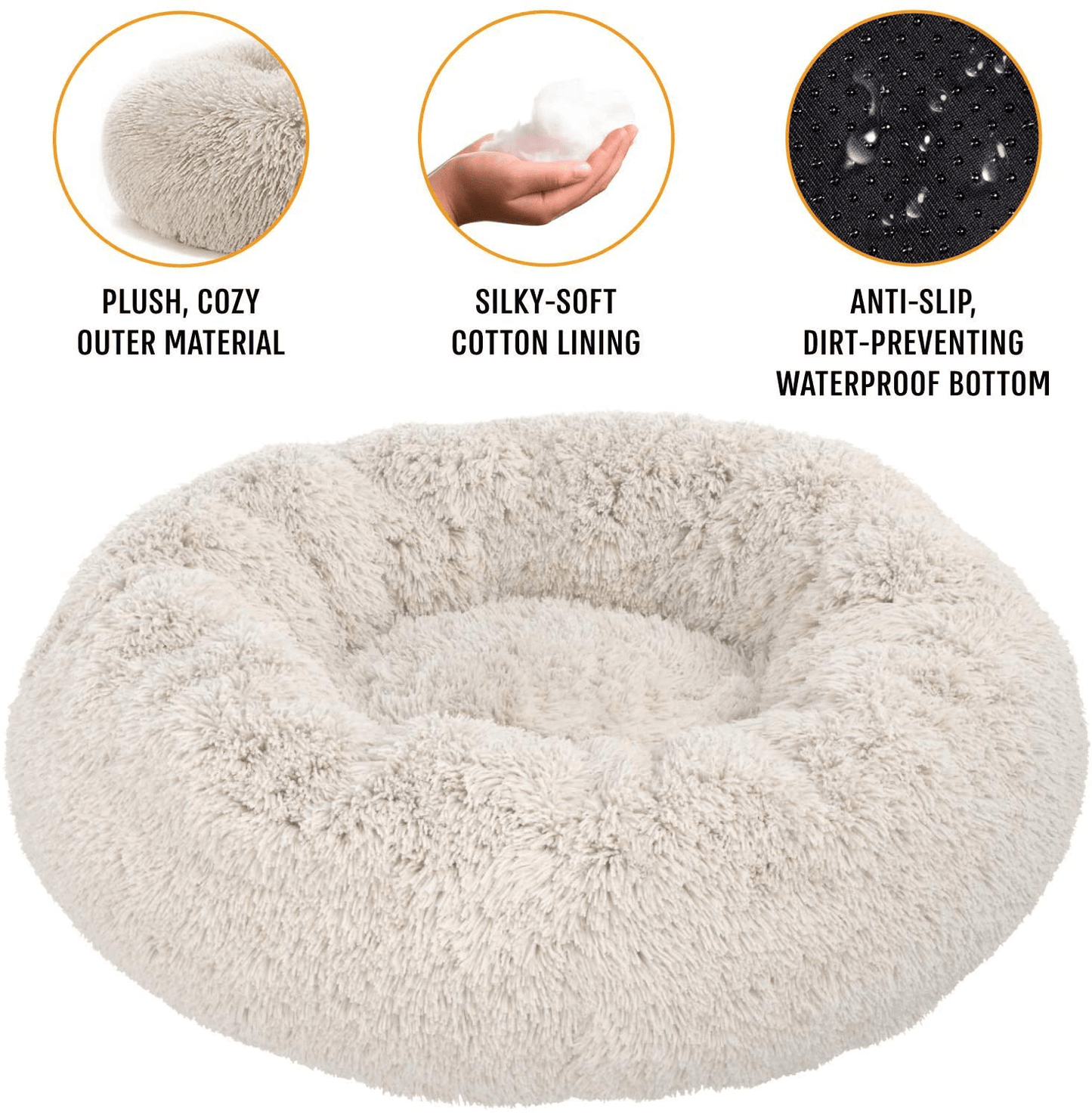 Active Pets Plush Calming Dog Bed, Donut Dog Bed for Small Dogs, Medium & Large, anti Anxiety Dog Bed, Soft Fuzzy Calming Bed for Dogs & Cats, Comfy Cat Bed, Marshmallow Cuddler Nest Calming Pet Bed
