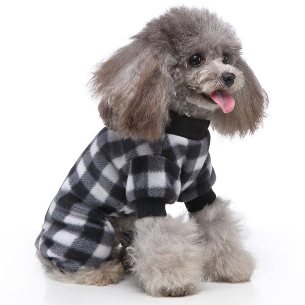 Actoyo Pet Dogs Christmas Plaid Pajamas Flannel Warm Clothes Puppy Costume Apparel Animals & Pet Supplies > Pet Supplies > Dog Supplies > Dog Apparel Actoyo XL Black And White 