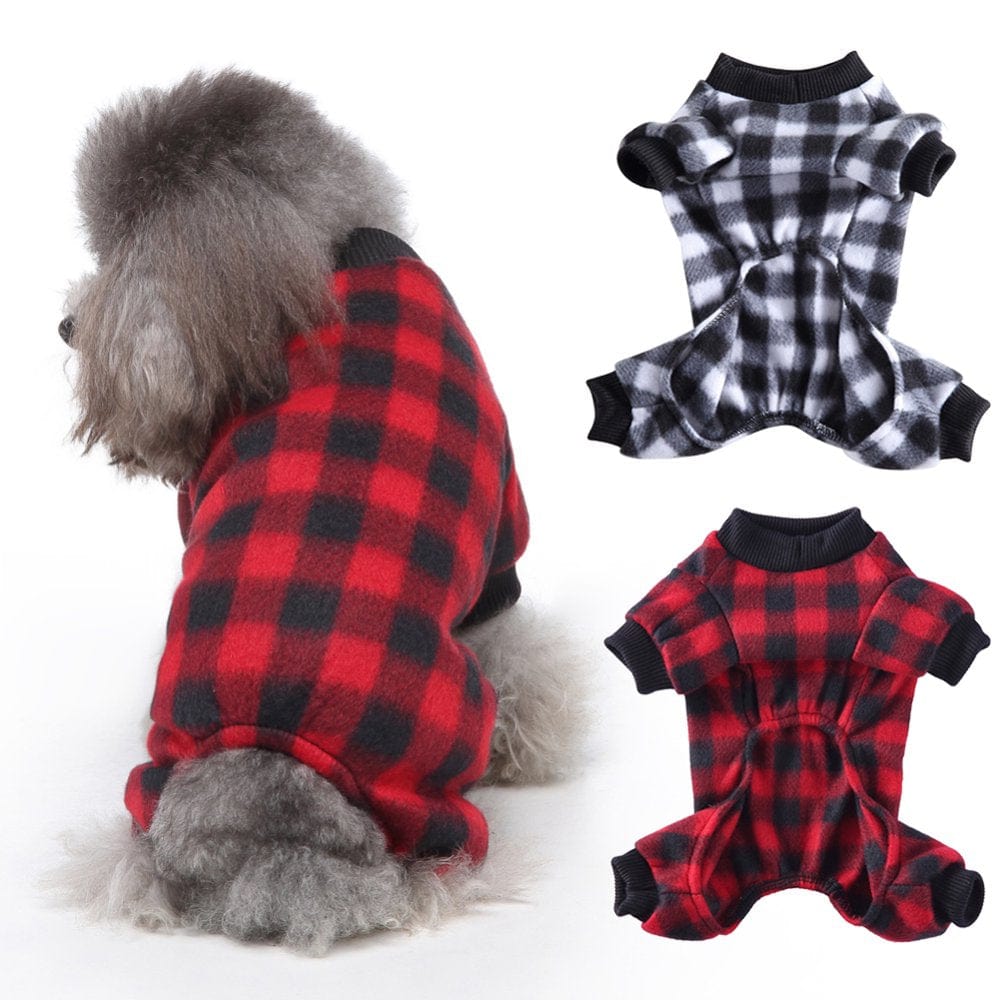 Actoyo Pet Dogs Christmas Plaid Pajamas Flannel Warm Clothes Puppy Costume Apparel Animals & Pet Supplies > Pet Supplies > Dog Supplies > Dog Apparel Actoyo S Red And Black 