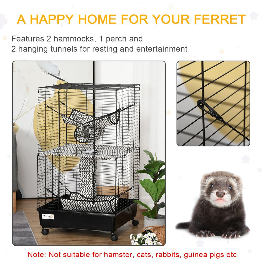 Festnight Small Animal Cage Habitat for Ferret with Wheels Hammocks Tunnels and 3 Doors - Black Animals & Pet Supplies > Pet Supplies > Small Animal Supplies > Small Animal Habitats & Cages Festnight   