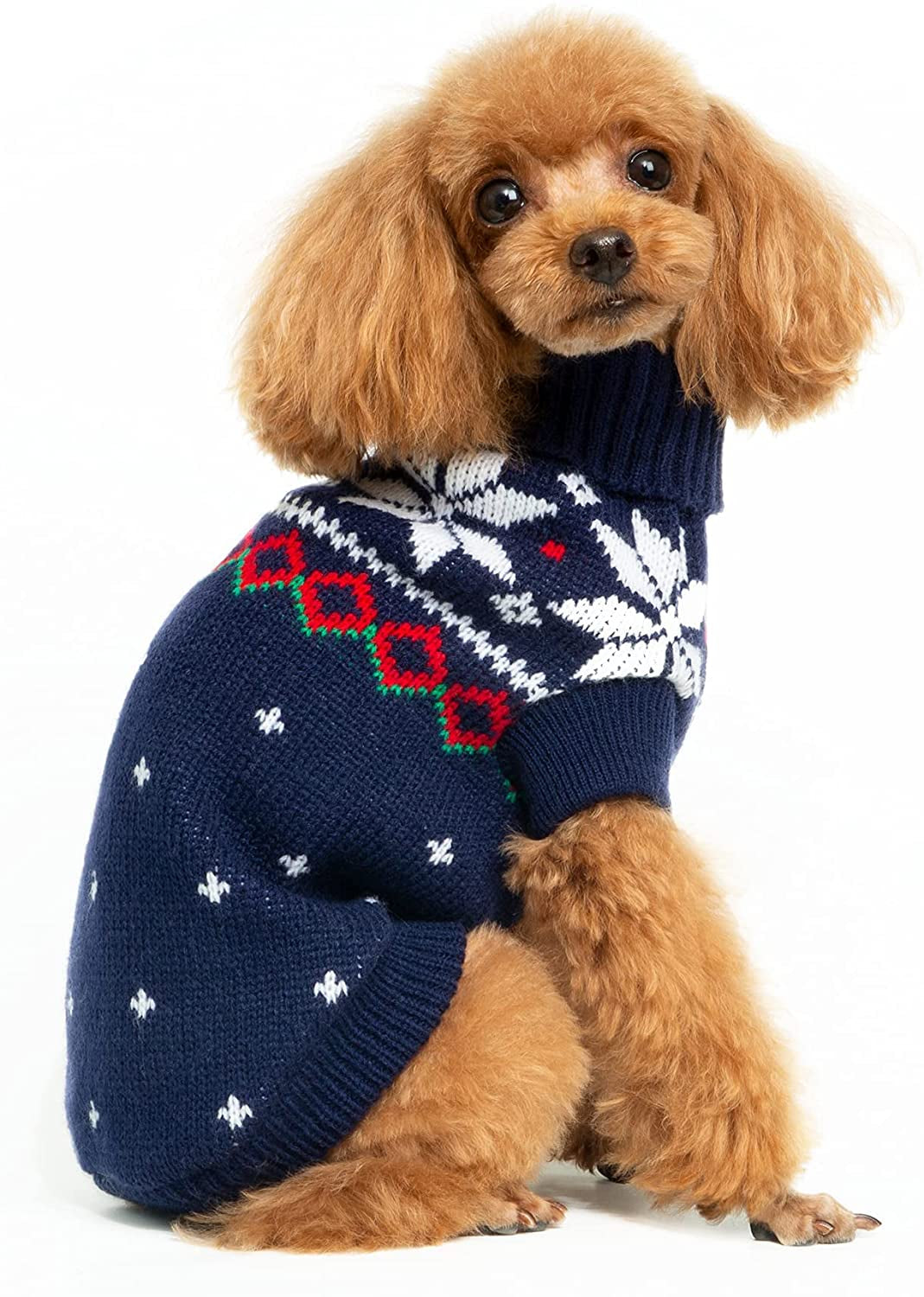 MECHHEIT Dog Sweater Knitted Pet Cat Sweater - Dog Sweaters for Small Dogs, Soft Thickening Warm Pup Dogs Shirt Winter Puppy Sweater for Small Medium Dogs Christmas Sweat Animals & Pet Supplies > Pet Supplies > Dog Supplies > Dog Apparel MECHHEIT Dark Blue Medium 