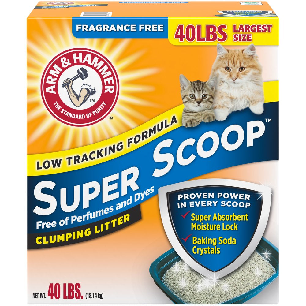 Arm Hammer Super Scoop Fragrance Free Clumping Clay Cat Litter, 14Lb Animals & Pet Supplies > Pet Supplies > Cat Supplies > Cat Litter Church & Dwight Co., Inc. 40 lbs  