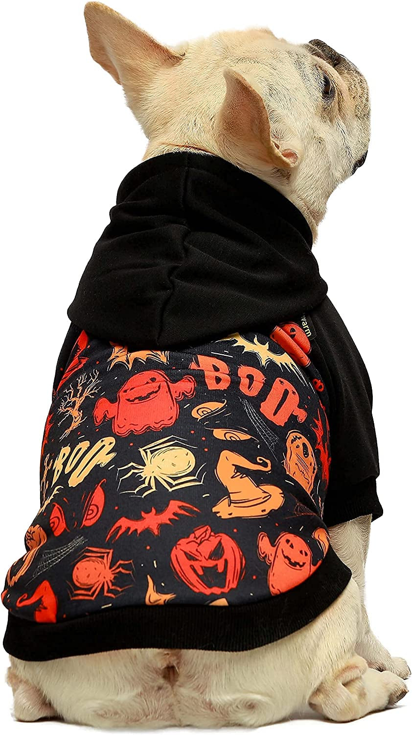 Fitwarm Halloween Dog Costume Puppy Hoodies Pumkin Doggie Winter Clothes Sweatshirt Pet Hooded Coat Cat Jackets Large Animals & Pet Supplies > Pet Supplies > Dog Supplies > Dog Apparel Fitwarm Black XS 
