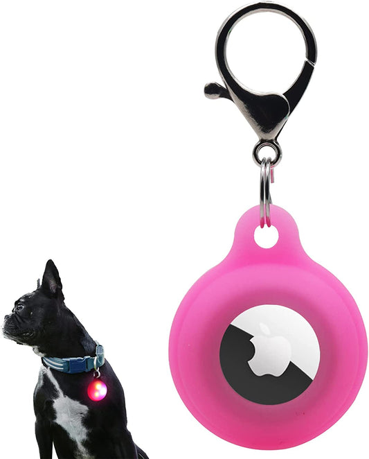 Airtag Dog Collar Holder, Silicone Air Tag Dot Collar Holder for Apple Airtags, Dog Collar Light with Glowing Airtag Case, 3 Dog Lights Modes for Night Walking & Camping Electronics > GPS Accessories > GPS Cases NewJourney Glowing Pink  