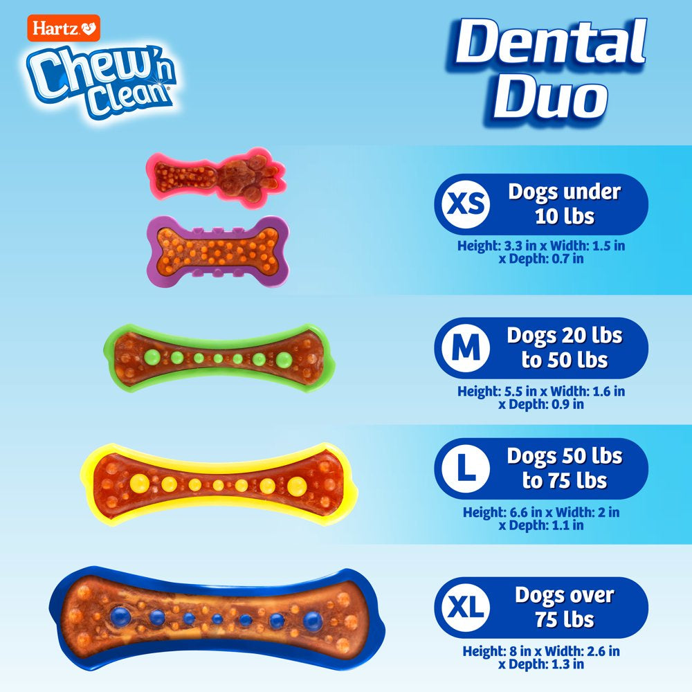 Hartz Chew 'N Clean Dental Duo Dog Toy, Large, Color May Vary