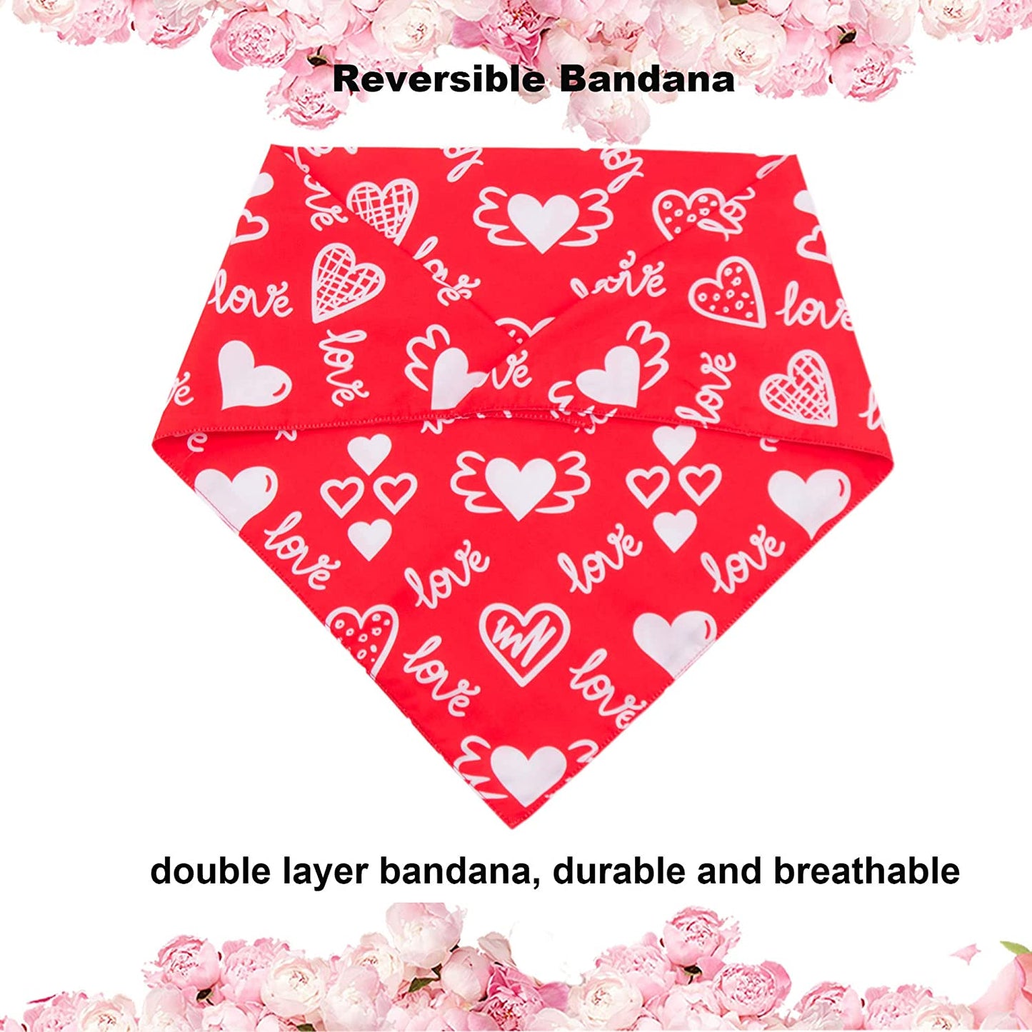 Adoggygo Valentine'S Day Dog Bandana, Multiple Sizes Offered, Reversible Triangle Dog Scarf Pet Bandana for Medium Large Dogs (Large, Red&Pink-2) Animals & Pet Supplies > Pet Supplies > Dog Supplies > Dog Apparel ADOGGYGO   