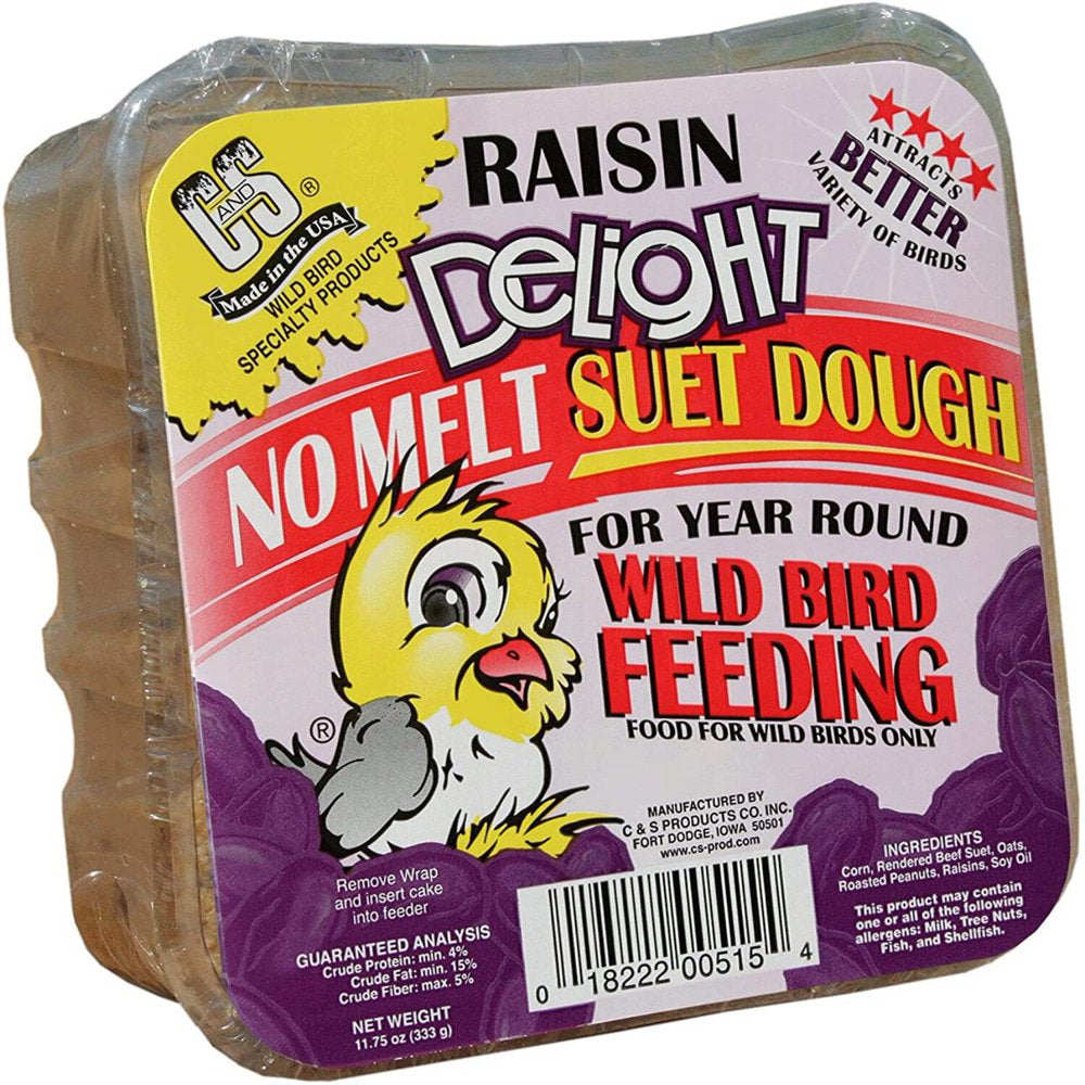 CS Raisin Delight No Melt Suet Dough Bird Food 11.75 Oz. Each 4-Pack Animals & Pet Supplies > Pet Supplies > Bird Supplies > Bird Food unknown   