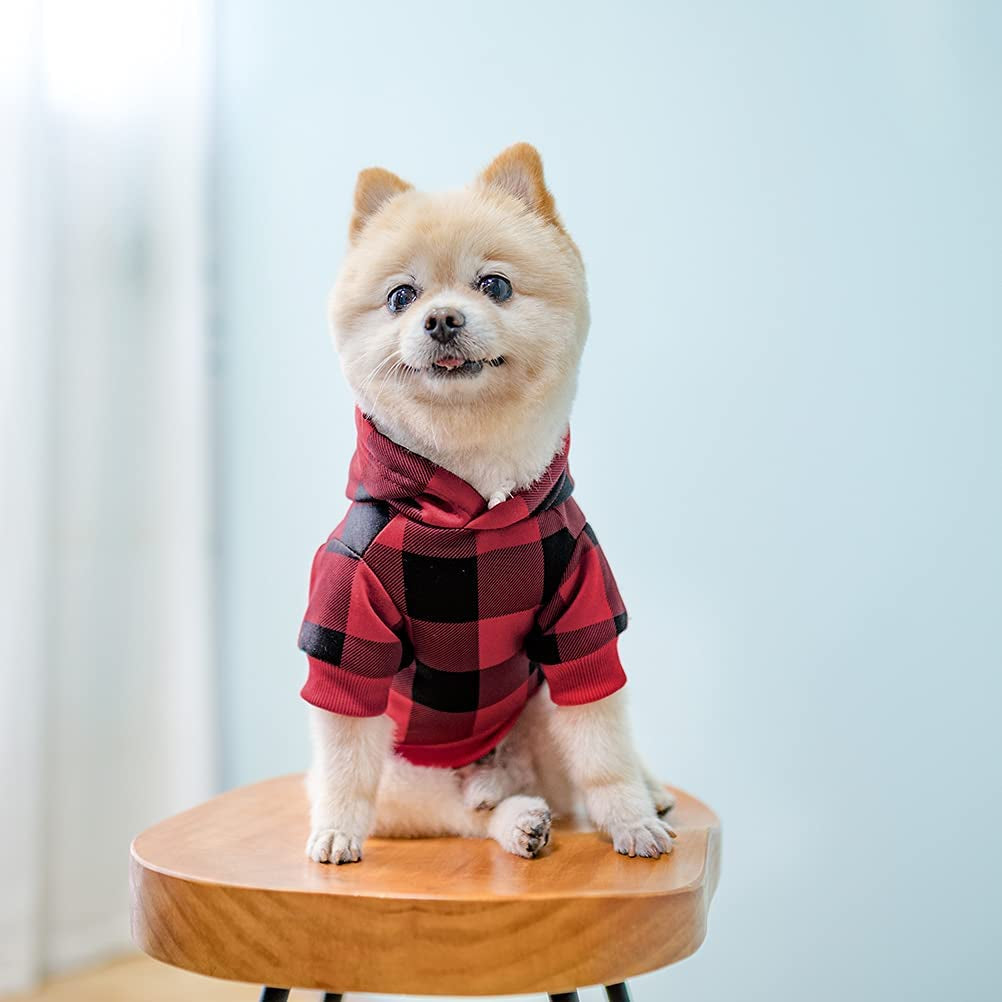 EXPAWLORER Plaid Dog Hoodie Pet Clothes - Warm Soft Dog Sweater with Windproof Hood, Dog Pajamas Sweatshirt, Fall Winter Jacket Coat for Small to Large Dogs, Ideal Gifts for Birthday Animals & Pet Supplies > Pet Supplies > Dog Supplies > Dog Apparel EXPAWLORER   