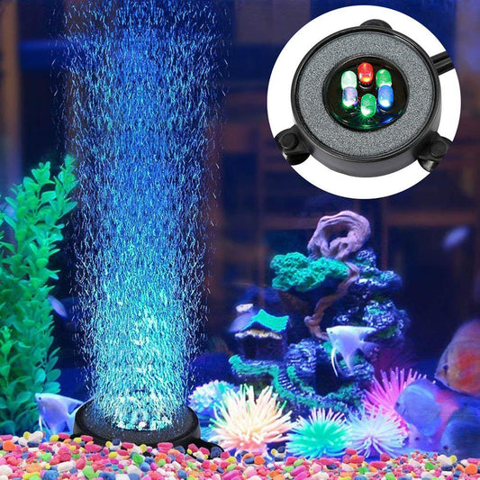 Gadvery LED Aquarium Bubble Light, LED Fish Tank Bubbler Light, Air Stone Disk round Fish Tank Bubbler with Auto Color Changing