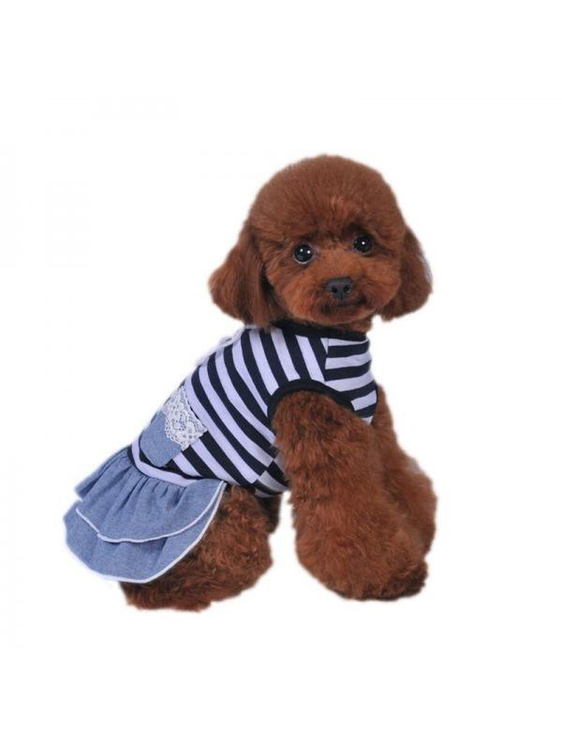 Dragonus Cotton Striped Dog Dress Doggie Clothes Puppy Vest Dress Pet Cat Apparel Animals & Pet Supplies > Pet Supplies > Cat Supplies > Cat Apparel Dragonus   