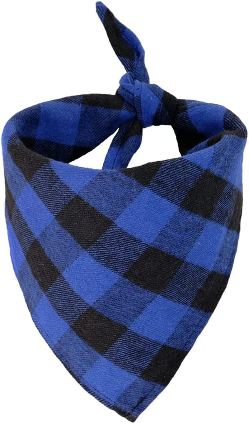 CROWNED BEAUTY Large Dog Bandana for Medium Large Dogs,Blue Black Buffalo Plaid Adjustable Reversible Triangle Cutton Scarves DB18-L Animals & Pet Supplies > Pet Supplies > Dog Supplies > Dog Apparel Crowned Beauty Blue Black Medium 