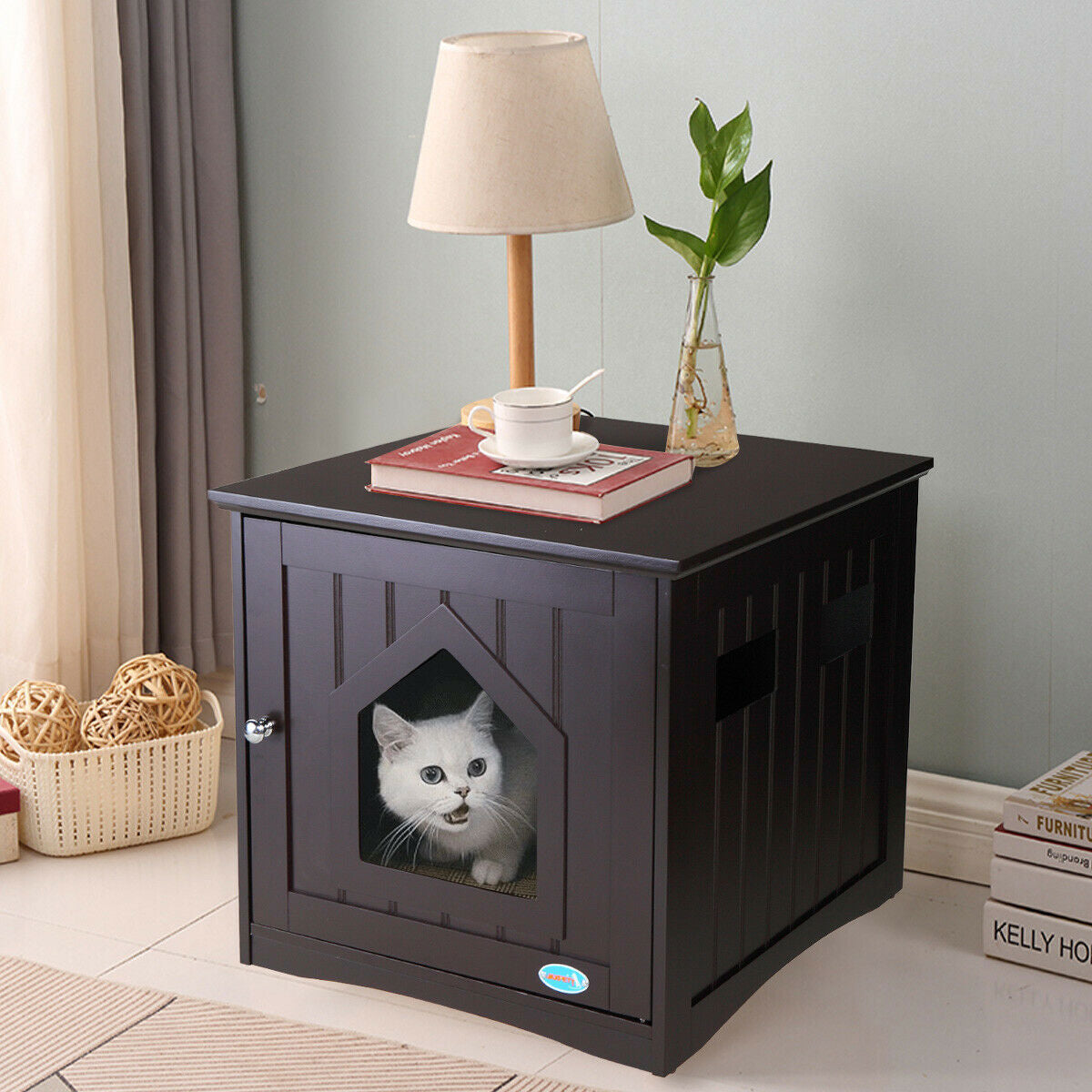Cfowner Cat House Hidden Litter Box Furniture
