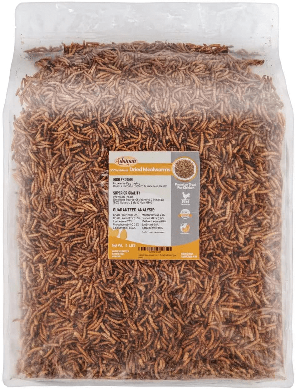 Adaman Dried Mealworms -5 LBS- 100% Natural Non GMO High Protein Mealworms - Bulk Mealworms for Wild Birds, Chicken Treats, Hamster Food, Gecko Food, Turtle Food, Lizard Food Animals & Pet Supplies > Pet Supplies > Bird Supplies > Bird Food Adaman   