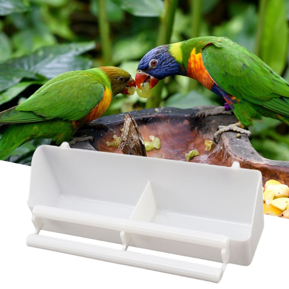 Lohuatrd Parrot Feeder with Perch Stick 2 Compartments Leak-Proof Feeding Dish Bite Resistant Cage Accessories Plastic Bird Trough Pet Water Food Dispenser Bird Supplies Animals & Pet Supplies > Pet Supplies > Bird Supplies > Bird Cage Accessories Lohuatrd   