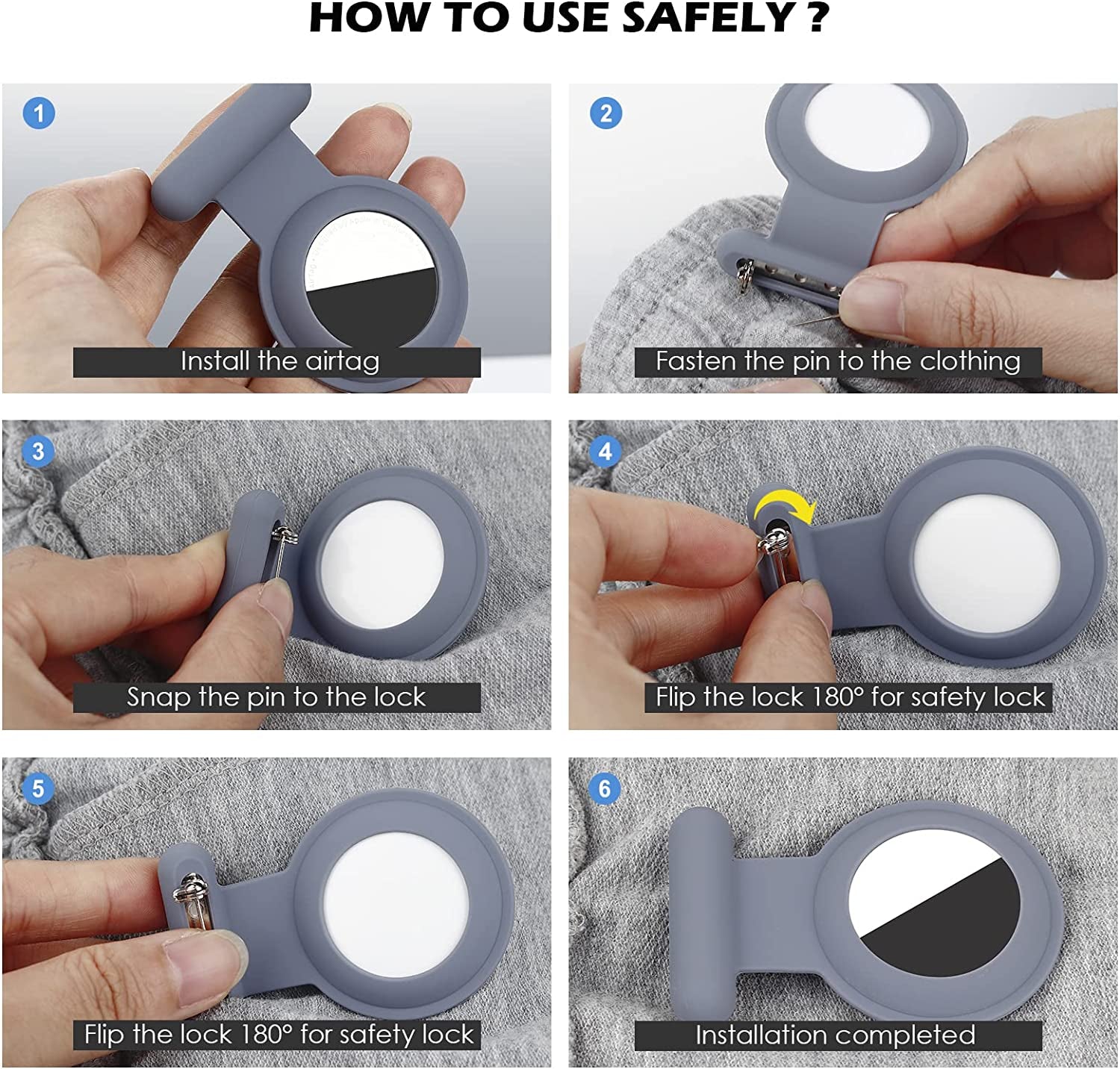 Airtag Hidden GPS Tracker,Airtag for Kids,Elderly,Pet,Clothing (Navy Blue&Blue) Electronics > GPS Accessories > GPS Cases WALLFID   