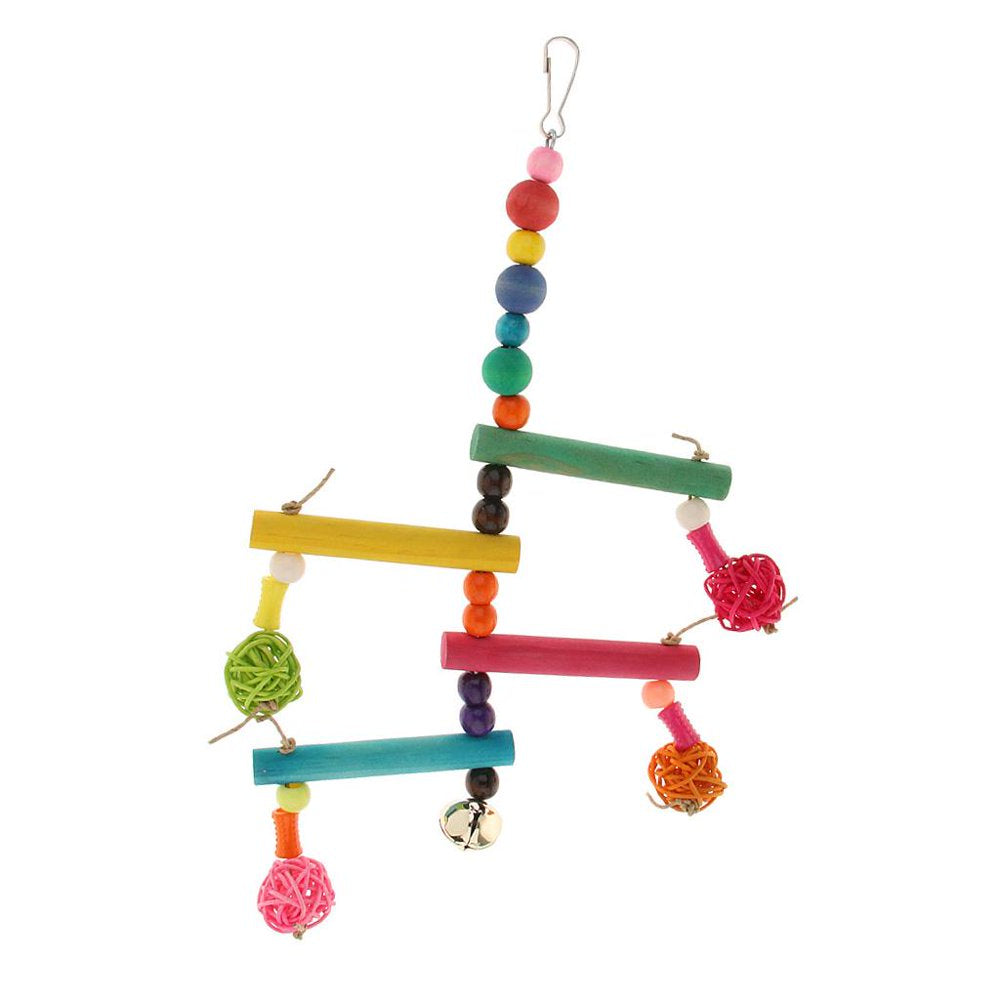 Bird Toy with Clip Revolving Perch Ladder Climbing Foraging Beads for Parrot
