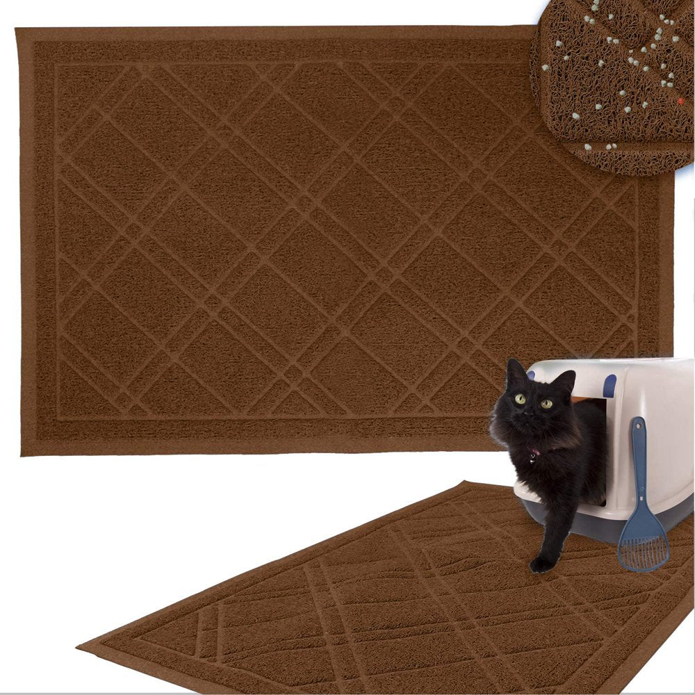 Downtown Pet Supply - Kitty Litter Mat - Trapping Cat Litter Mat - Cat Supplies - Padded, Non-Slip Mat for Cat Litter Box - Waterproof Cat Mat for All Types of Litter Animals & Pet Supplies > Pet Supplies > Cat Supplies > Cat Litter Box Mats Downtown Pet Supply M Brown 