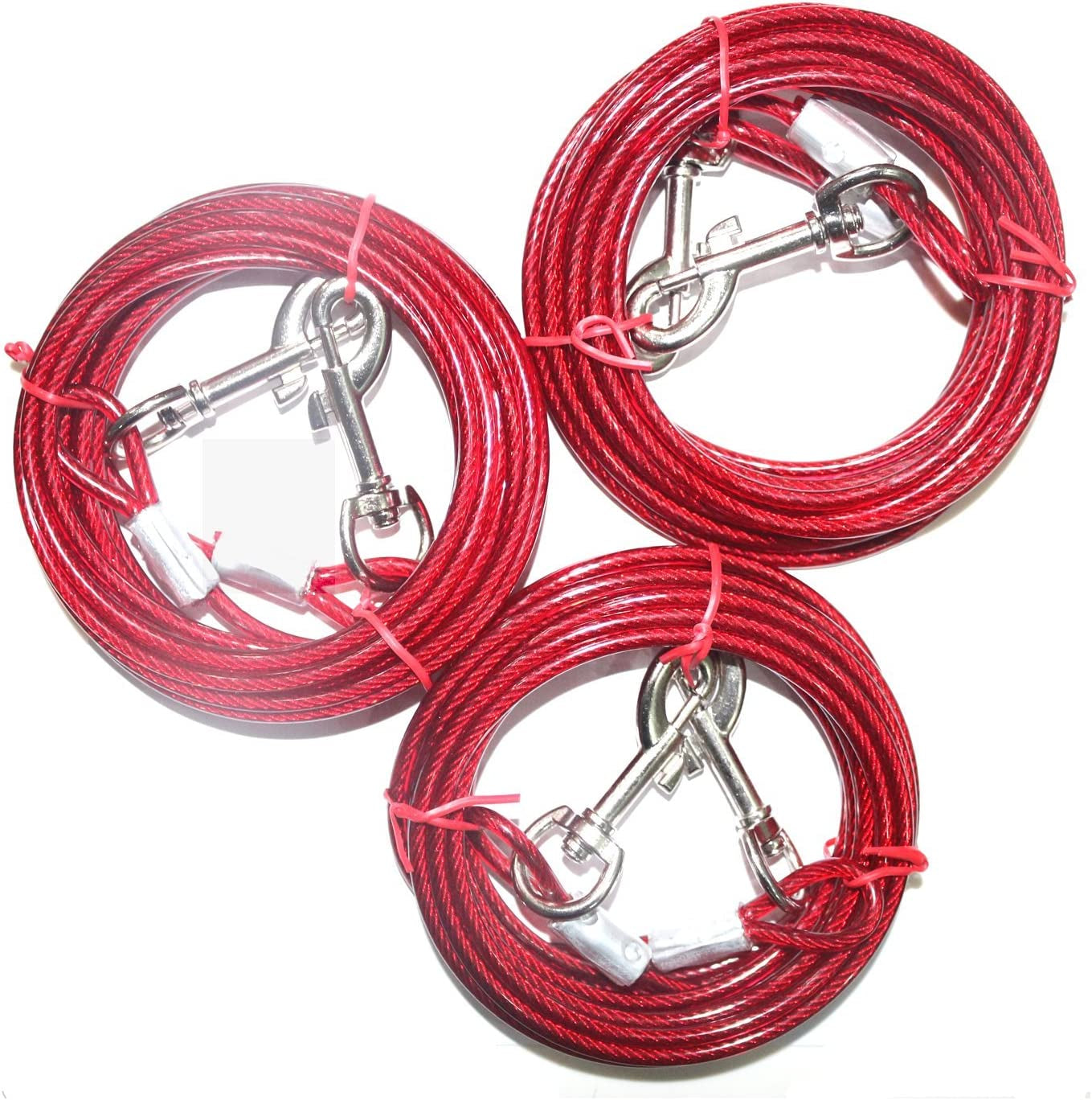 15Ft Dog Cable,Dog Tie Out Cable up to 125 Pounds,Dog Runner for Yard, Tie Out Cable for Dogs for Camping,Hiking,Running,Parks(Red) Animals & Pet Supplies > Pet Supplies > Dog Supplies > Dog Apparel NEODIKO-15   