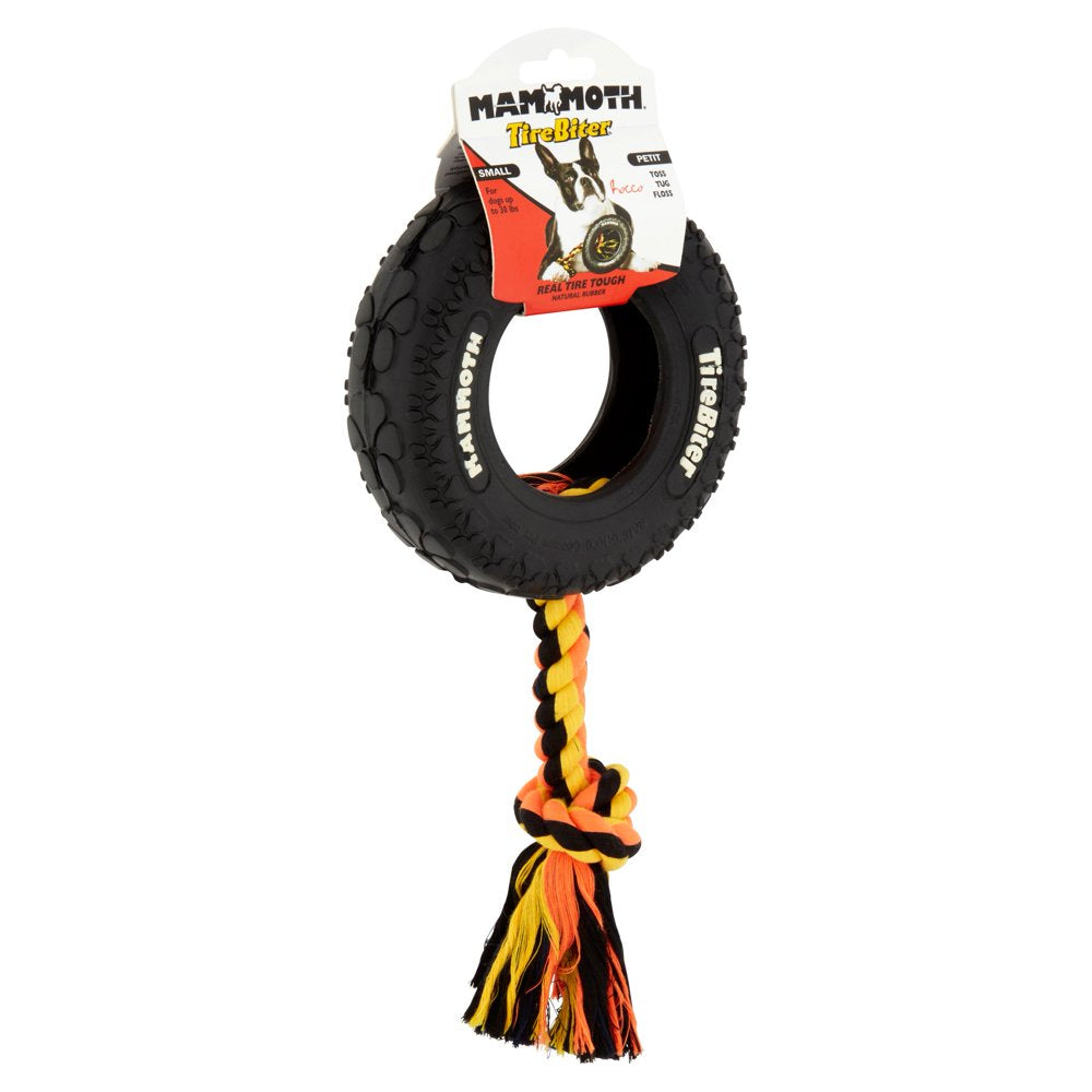 Mammoth Tirebiter Rubber Tire Dog Toy with Rope, Small, 6'' Animals & Pet Supplies > Pet Supplies > Dog Supplies > Dog Toys PHILLIPS PET FOOD SUPPLY   