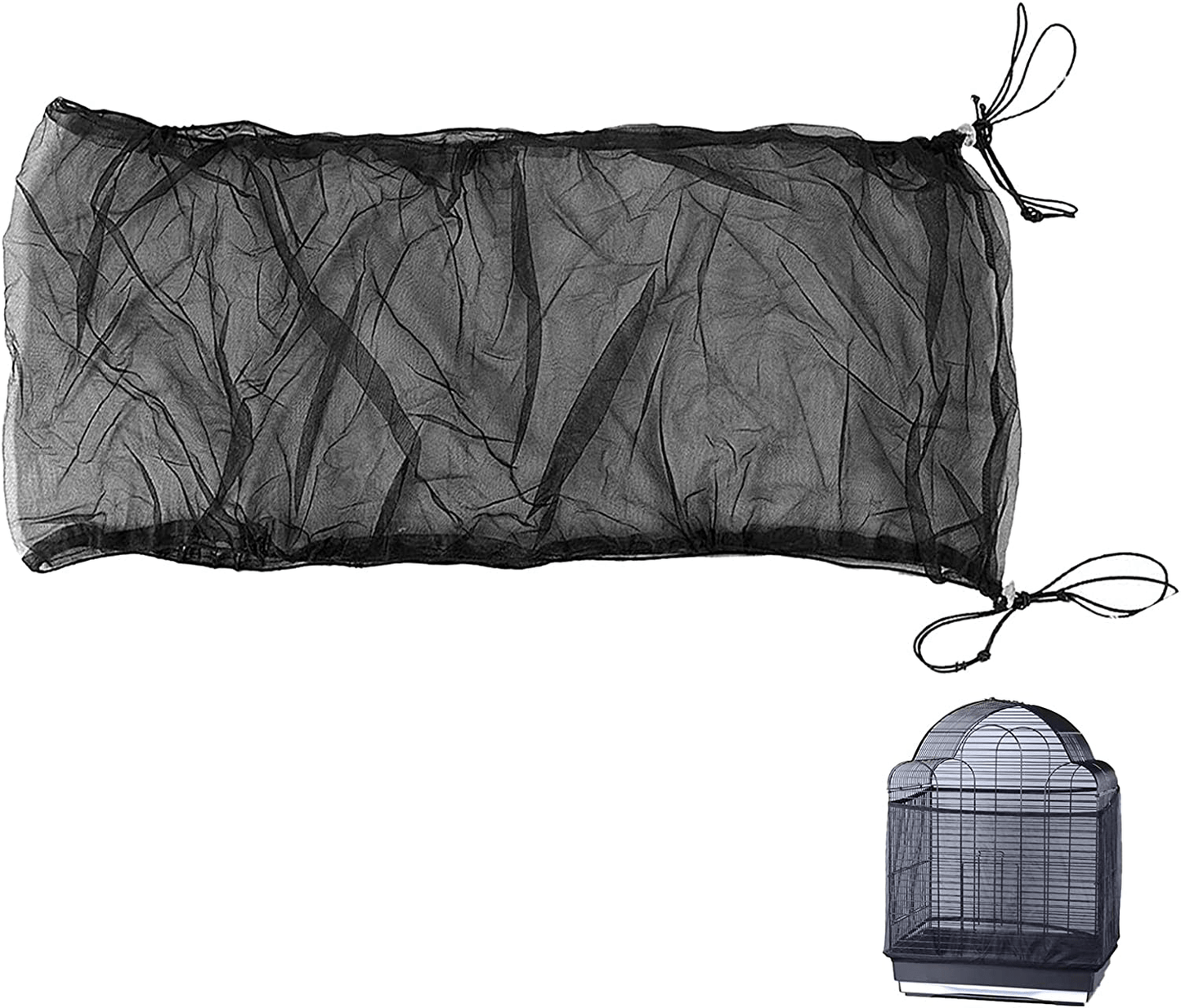 Adjustable Airy Gauze Bird Cage Seed Catcher Seeds Guard Dust-Proof Universal Birdcage Accessories Parrot Nylon Mesh Net Cover Stretchy Shell Skirt Traps Cage Basket Soft (Black) Animals & Pet Supplies > Pet Supplies > Bird Supplies > Bird Cage Accessories ISMARTEN   