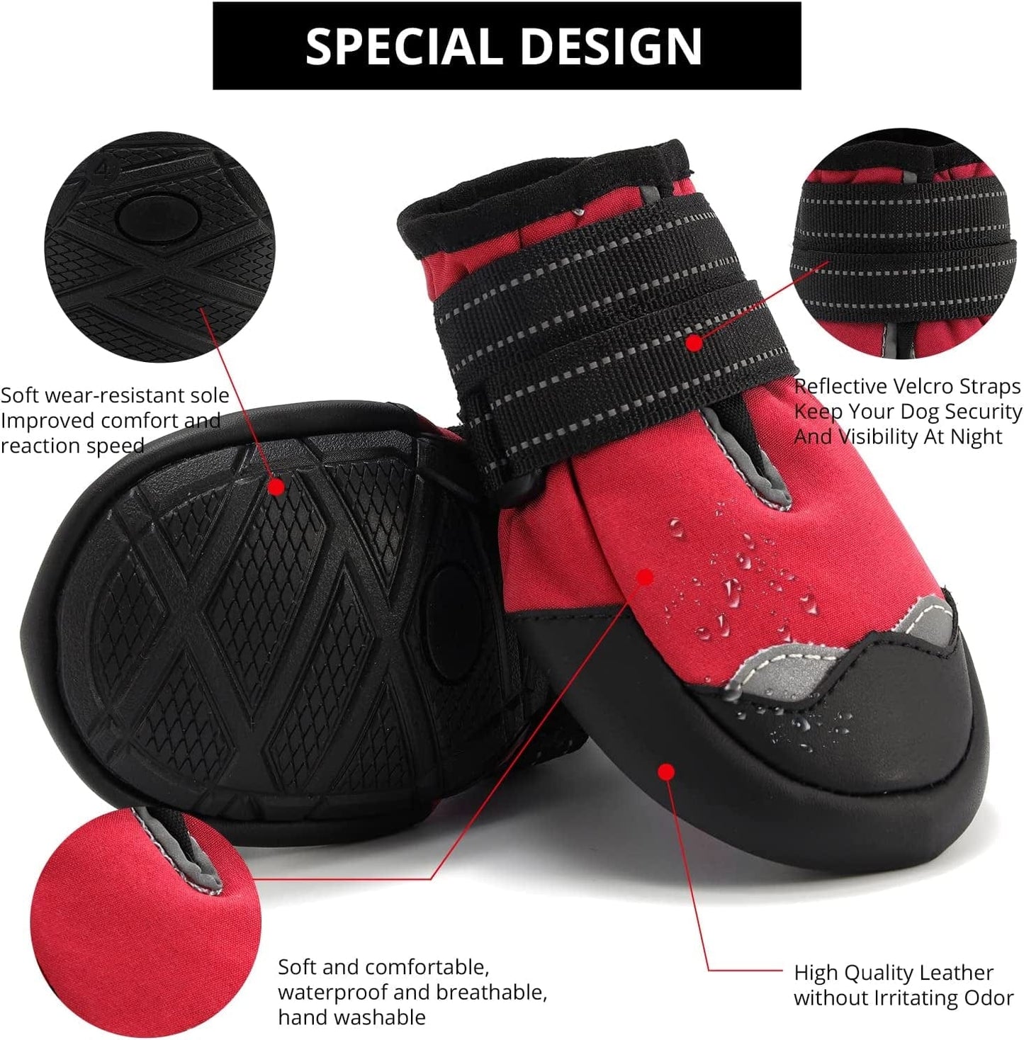 Adjustable Velcro Dog Boots,Waterproof Dog Shoes for Medium Large Dogs with Reflective Straps Pet Paw Protector for Winter,Anti-Slip Sole Dog Boots for Hiking Walking Running 4Pcs Animals & Pet Supplies > Pet Supplies > Dog Supplies > Dog Apparel MUSIMC   
