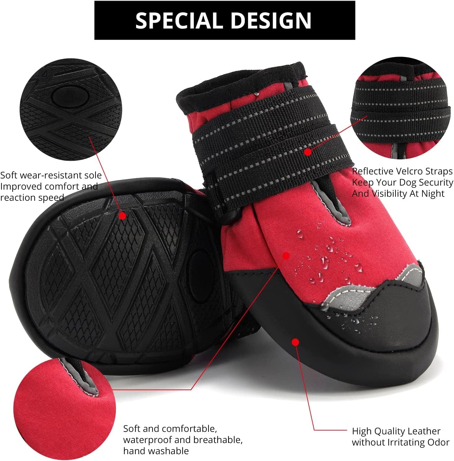 Adjustable Velcro Dog Boots,Waterproof Dog Shoes for Medium Large Dogs with Reflective Straps Pet Paw Protector for Winter,Anti-Slip Sole Dog Boots for Hiking Walking Running 4Pcs Animals & Pet Supplies > Pet Supplies > Dog Supplies > Dog Apparel MUSIMC   