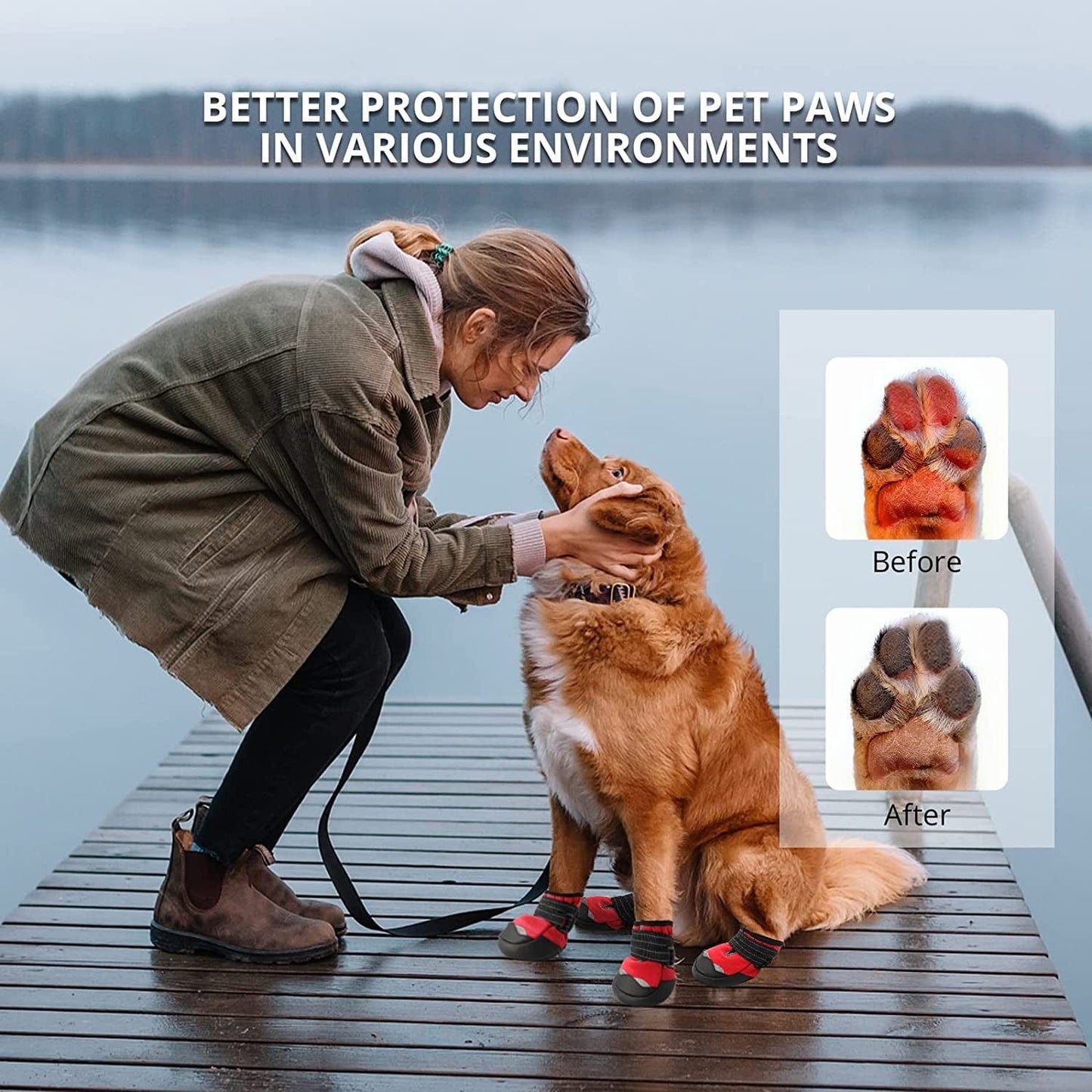 Adjustable Velcro Dog Boots,Waterproof Dog Shoes for Medium Large Dogs with Reflective Straps Pet Paw Protector for Winter,Anti-Slip Sole Dog Boots for Hiking Walking Running 4Pcs Animals & Pet Supplies > Pet Supplies > Dog Supplies > Dog Apparel MUSIMC   