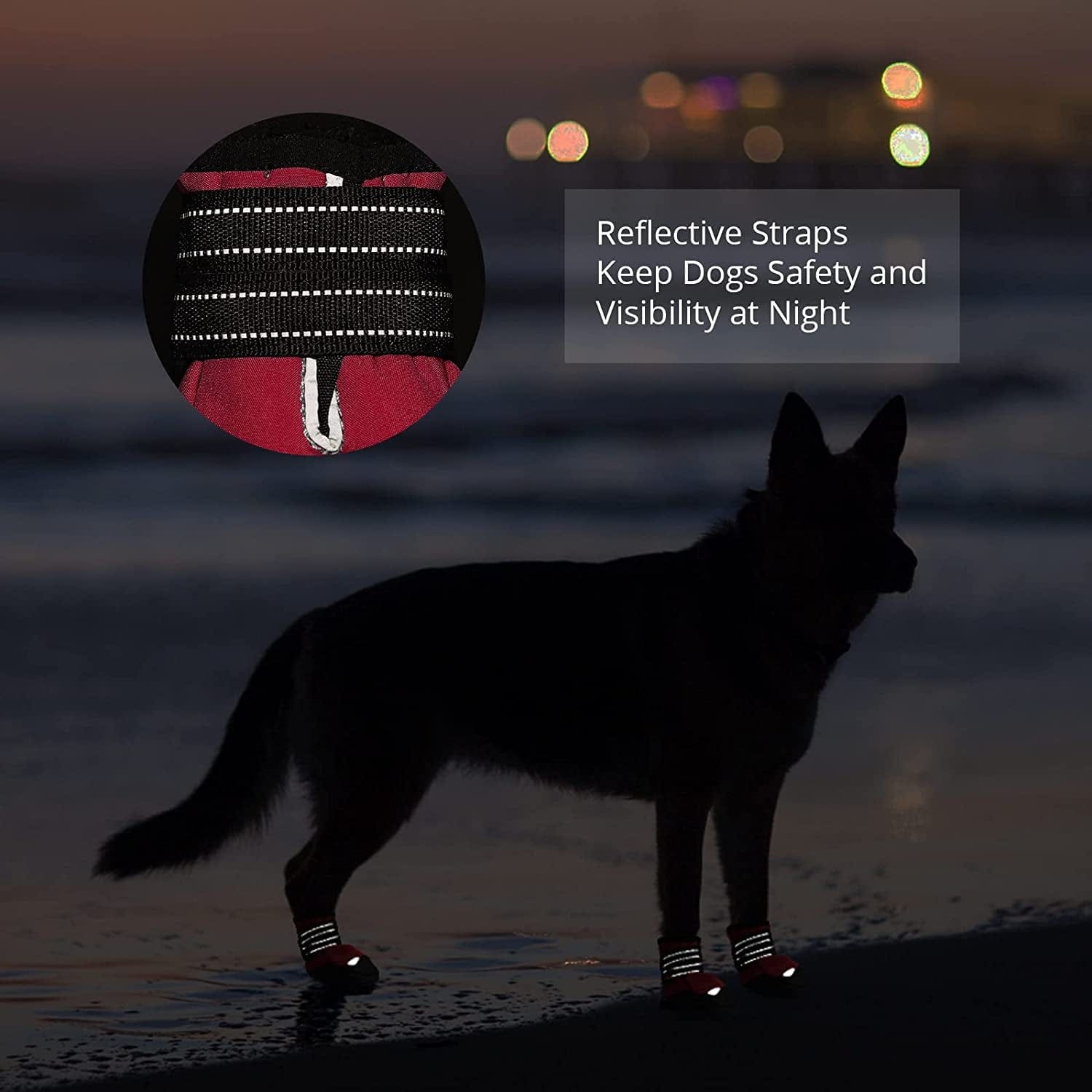 Adjustable Velcro Dog Boots,Waterproof Dog Shoes for Medium Large Dogs with Reflective Straps Pet Paw Protector for Winter,Anti-Slip Sole Dog Boots for Hiking Walking Running 4Pcs Animals & Pet Supplies > Pet Supplies > Dog Supplies > Dog Apparel MUSIMC   