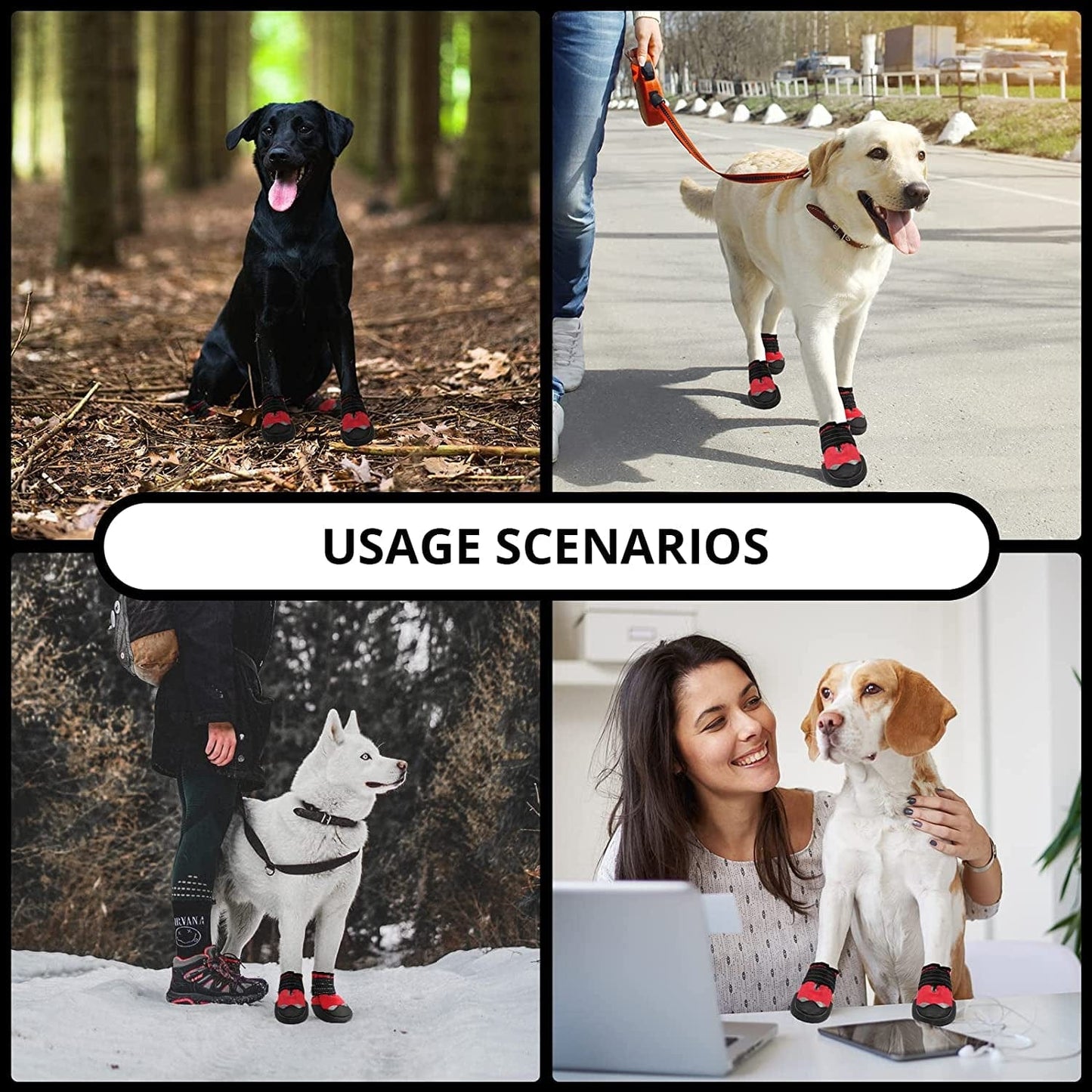 Adjustable Velcro Dog Boots,Waterproof Dog Shoes for Medium Large Dogs with Reflective Straps Pet Paw Protector for Winter,Anti-Slip Sole Dog Boots for Hiking Walking Running 4Pcs Animals & Pet Supplies > Pet Supplies > Dog Supplies > Dog Apparel MUSIMC   