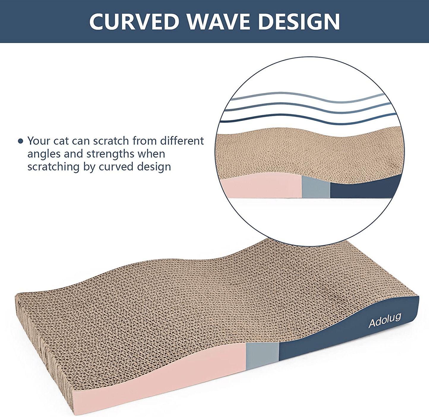 Adolug Cat Scratch Pad, Cat Scratcher Cardboard with Premium Reversible Scratch Textures Design, Corrugated and Zero Odor Cat Scratcher with Catinp and Mini Toy(3Pcs) Animals & Pet Supplies > Pet Supplies > Cat Supplies > Cat Furniture Adolug   