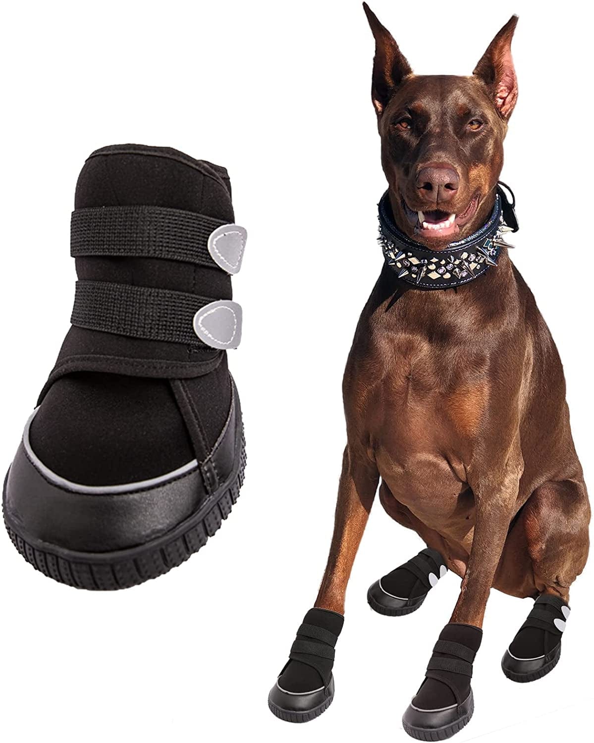 Adorepaw & Dog Shoes for Large Dogs with Reflective Straps, Dog Boots for Winter, Dog Boots & Paw Protectors with Nonslip Sole ( 4Pcs/Set ) Animals & Pet Supplies > Pet Supplies > Dog Supplies > Dog Apparel Adorepaw S：(Length 3.1 inches * Width 2.6 inches)  